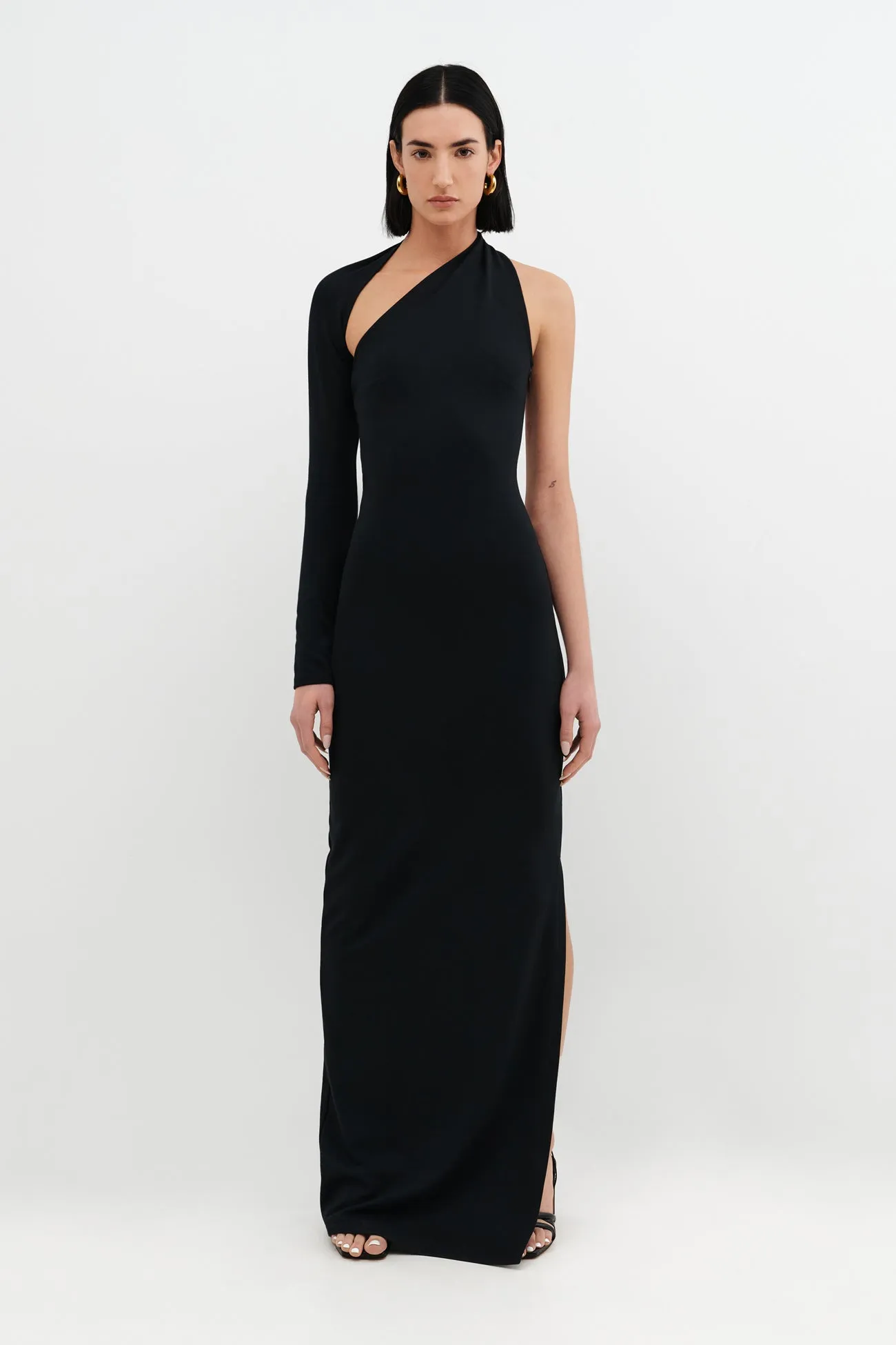 Petite Manhattan Slit Gown Profile Enhancer Flattering Design