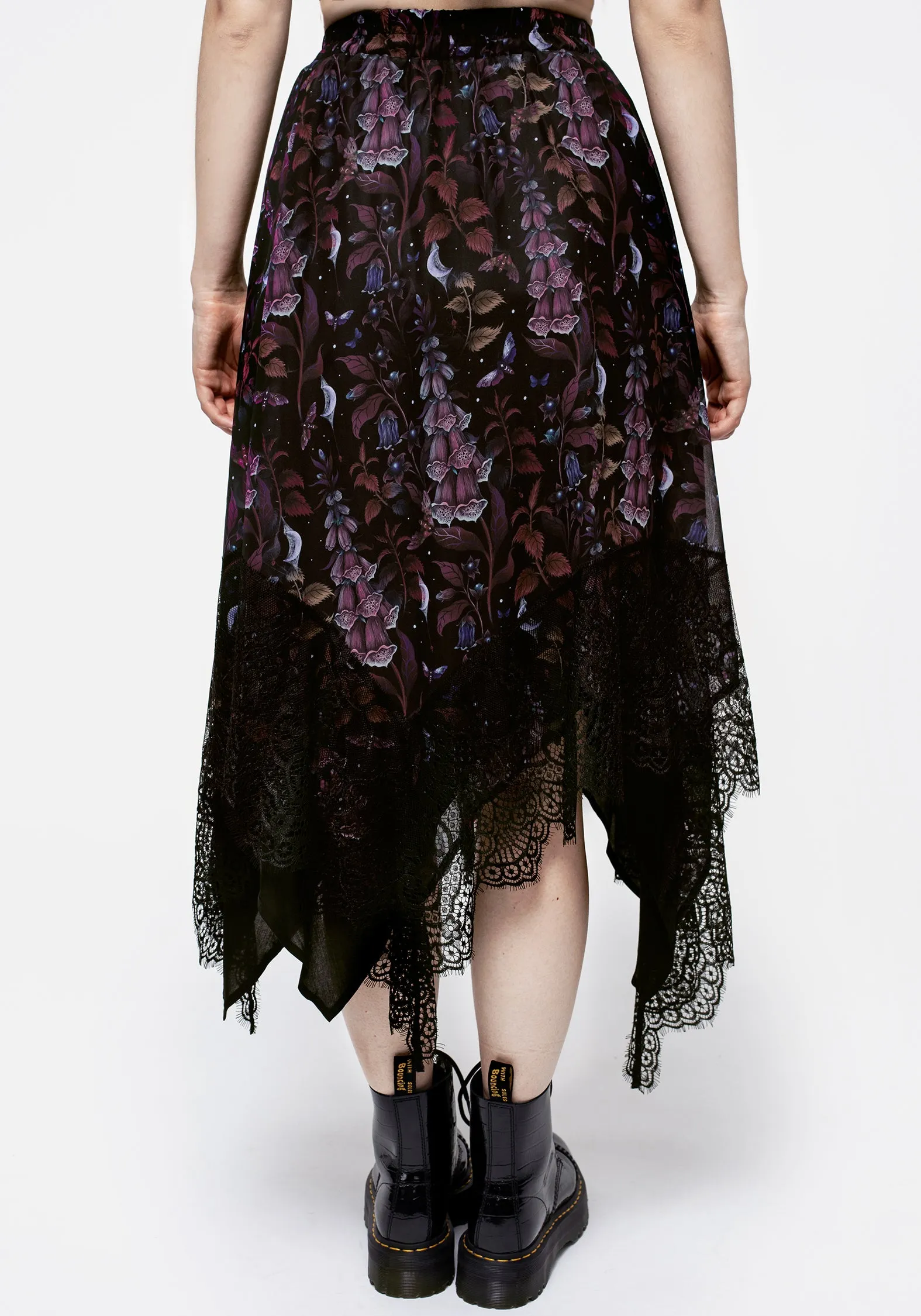 Foxglove Chiffon Handkerchief Hem Skirt understated look