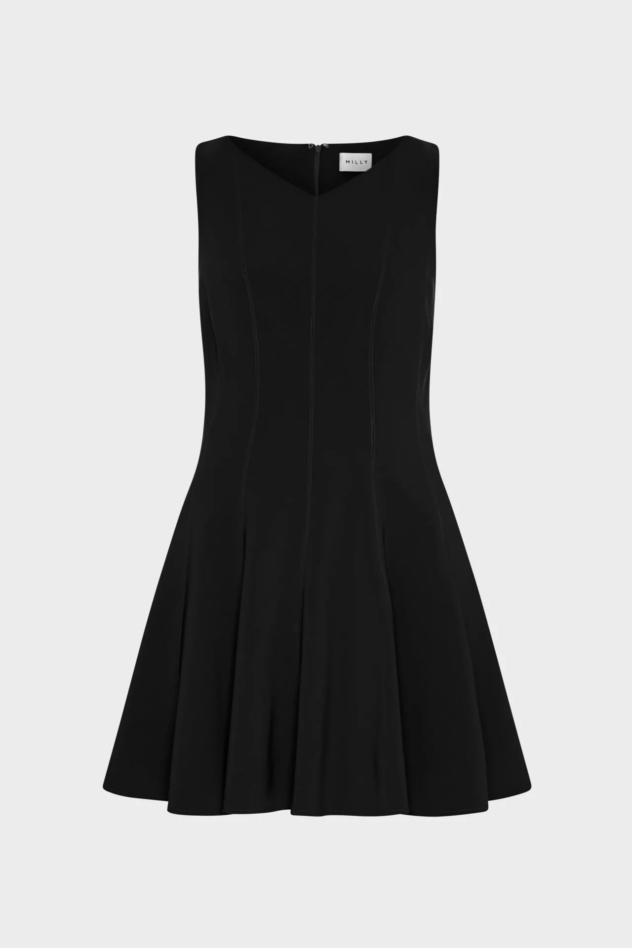 Sleeveless Stretch Cady Fit And Flare Dress Adjustable Straps