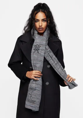HighDensity Weave Stay Cozy Mandragore Embroidered Knit Scarf