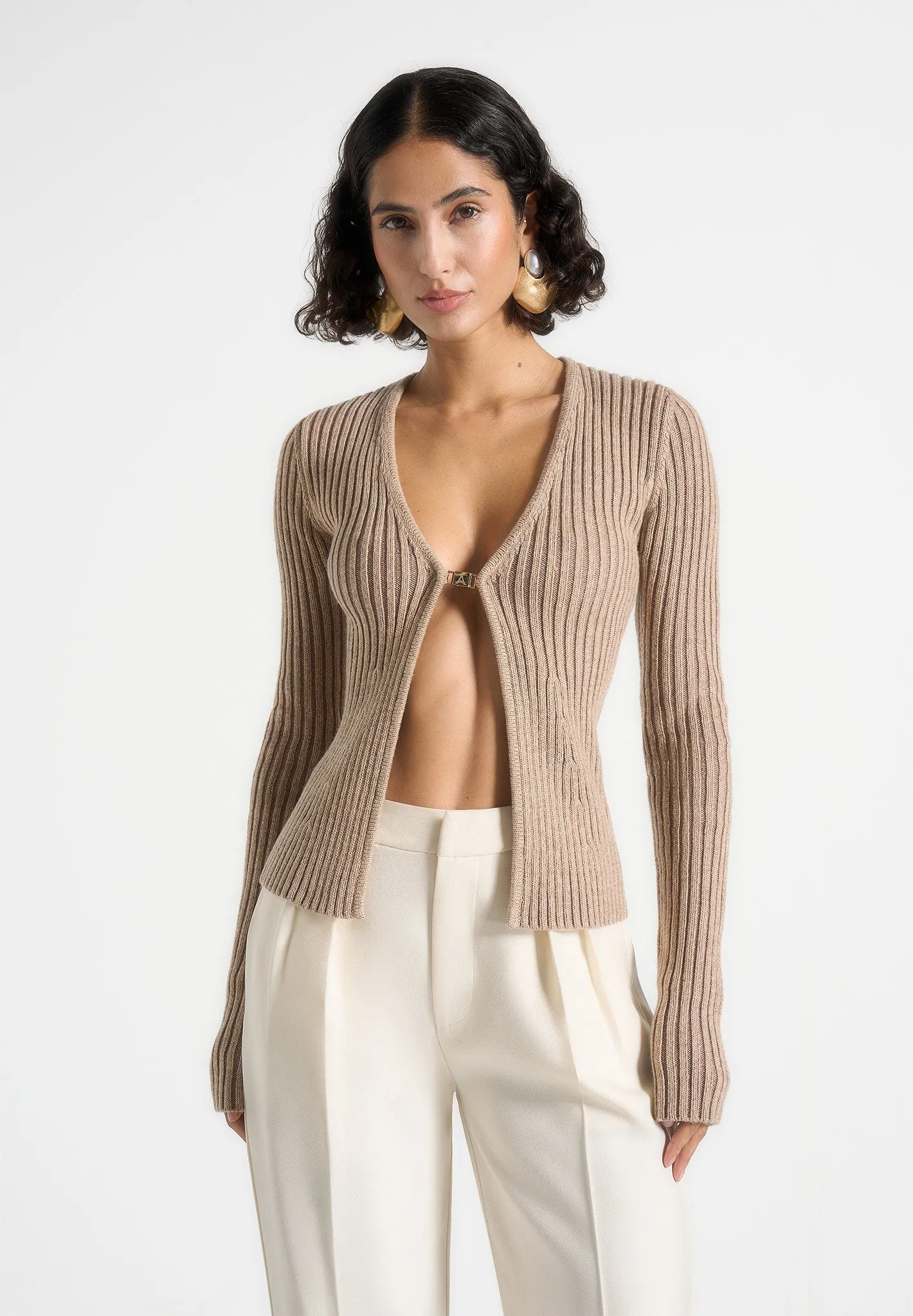 Hypoallergenic fabric Marisa - 2-In-1 Knit Bandeau Cardigan - Beige