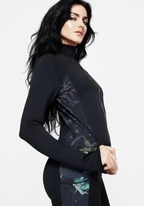 ElasticTrimming Cozy Wear Rosanella Floral Fairy Print Athleisure Sports Jacket