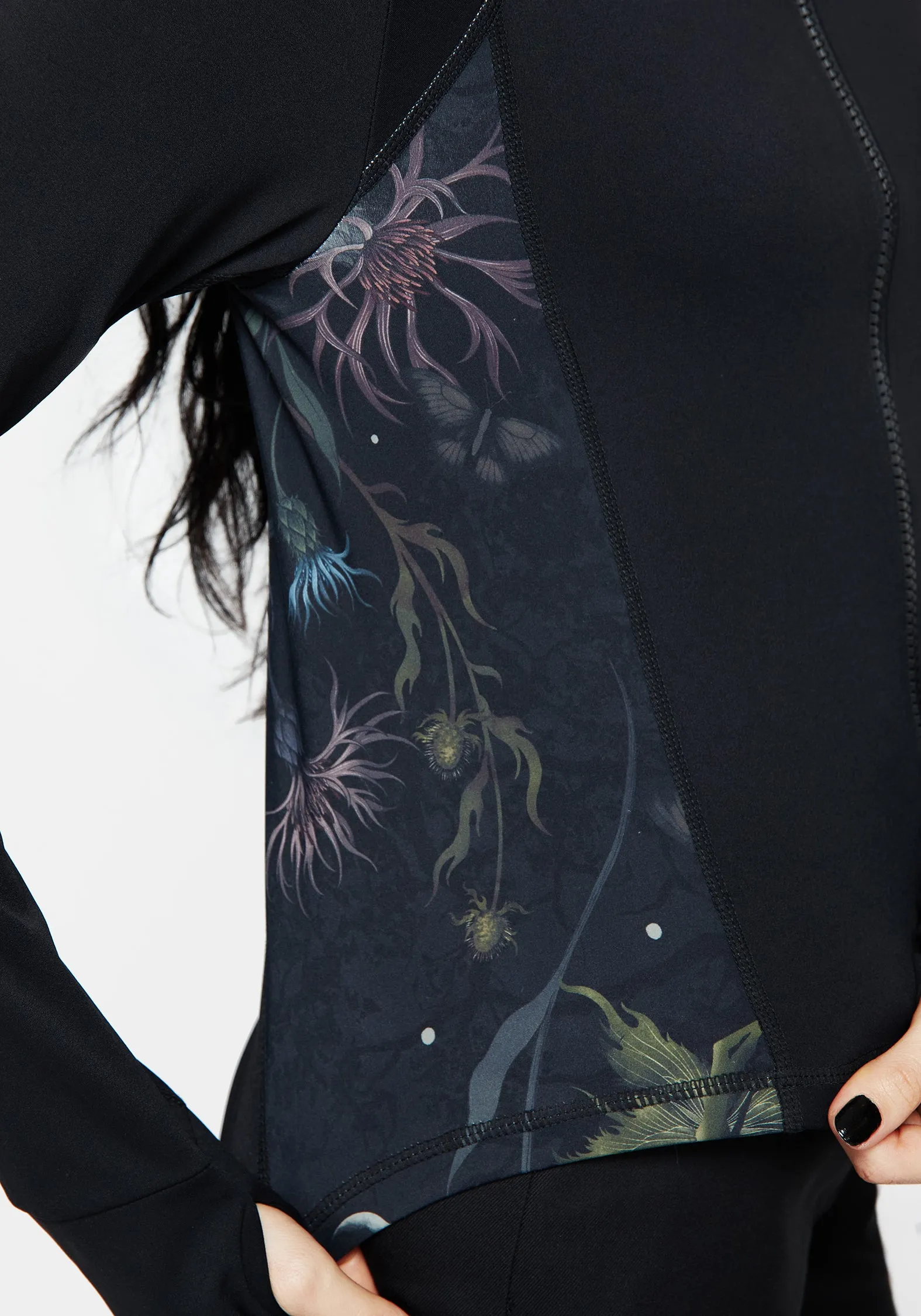 Rosanella Floral Fairy Print Athleisure Sports Jacket HighElasticity Thread