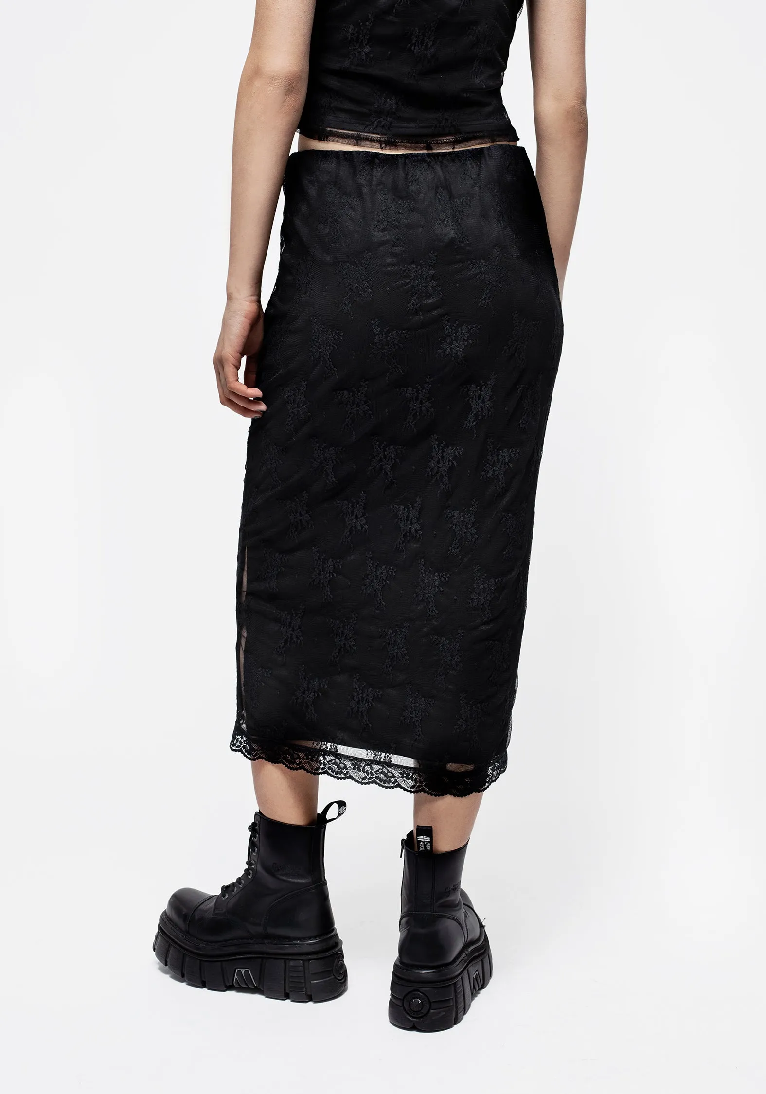 Hailey Stretch Lace Midi Skirt Corduroy texture Designer Inspired