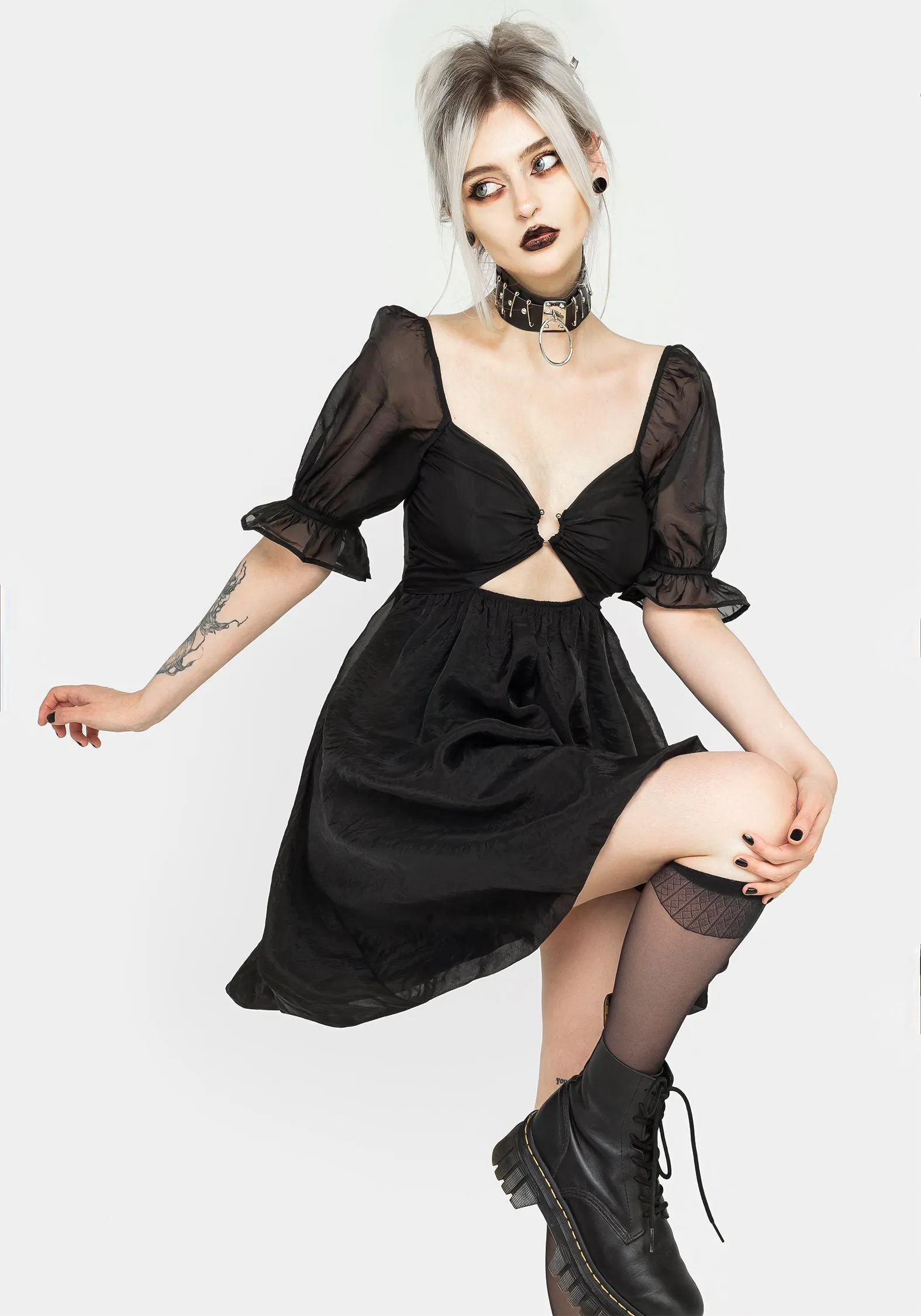 Tiffany Organza Puff Mini Dress WideCollarDesign Trendy Wearable