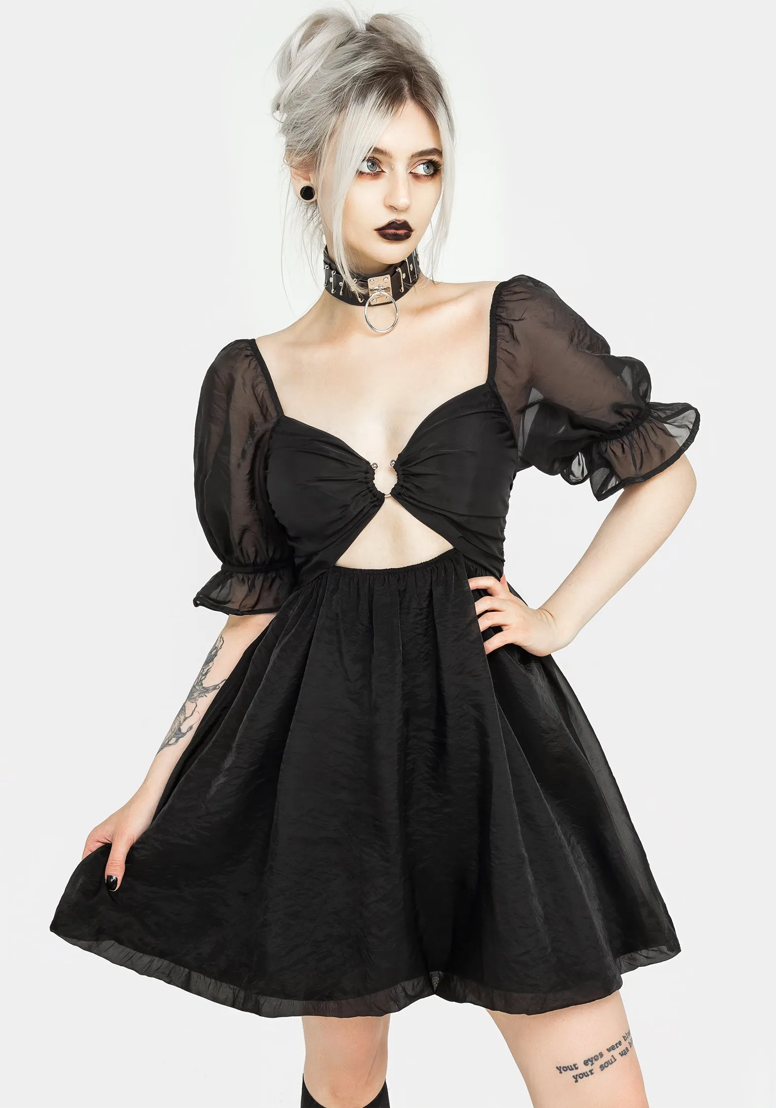 Tiffany Organza Puff Mini Dress Lightweight warm-weather dress