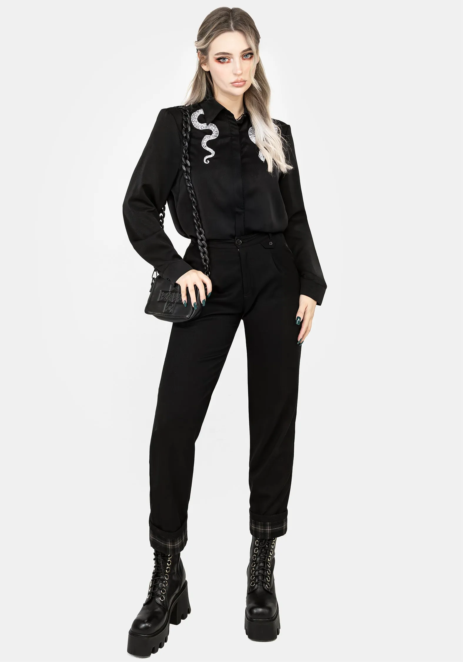 Slither Embroidered Snake Shirt Smooth Zipper Integration