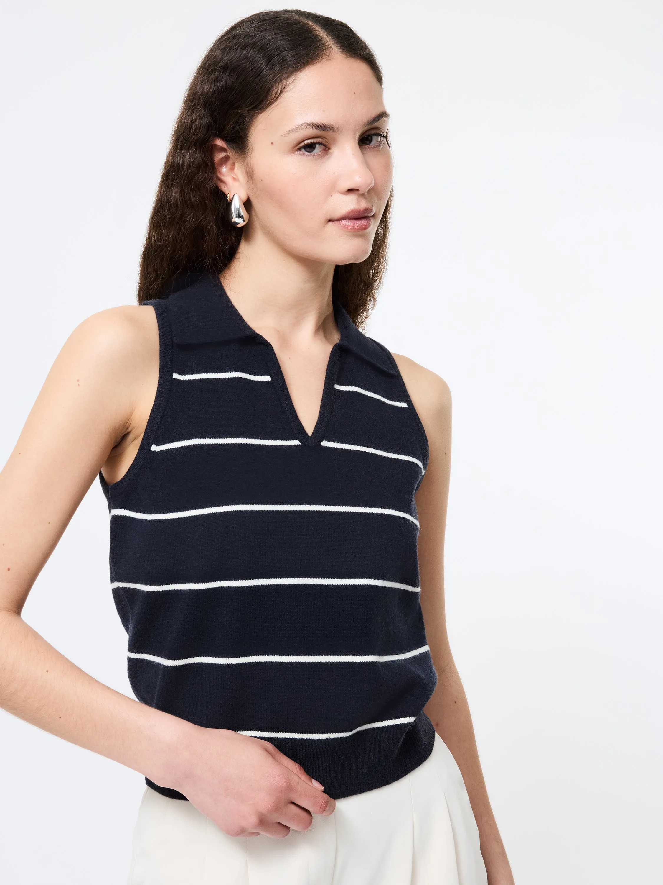 DroppedShoulder Sloane Knit Collared Top