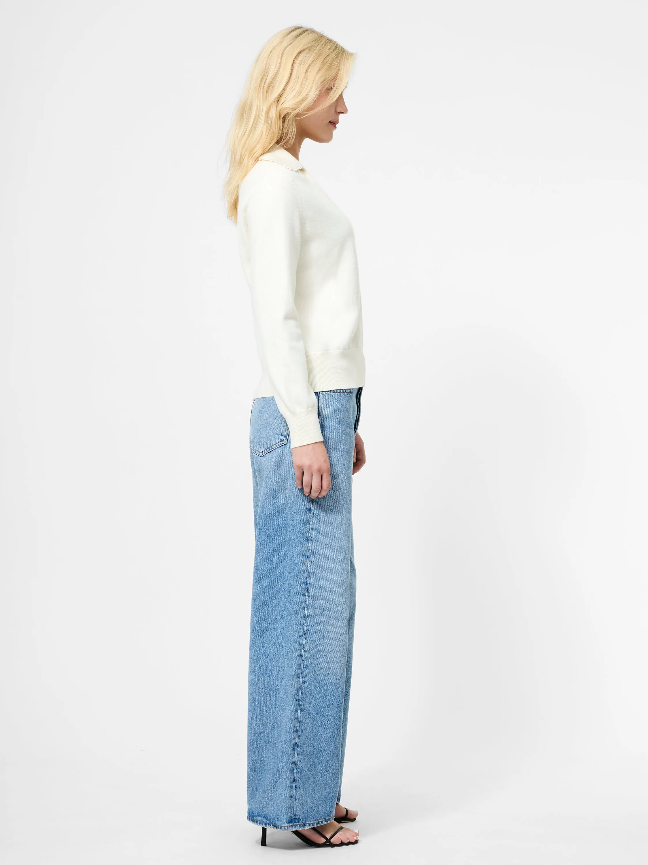 Simple Wear Sloane Knit Pearl Collared Sweater