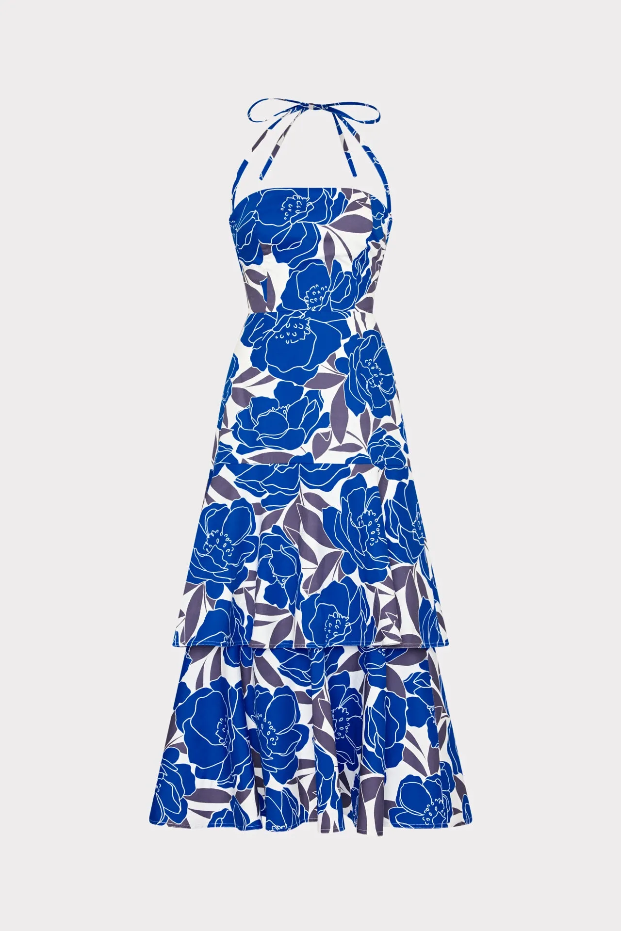 Chic beachwear dress Statement-Piece Camellia Floral Linen Maxi Dress