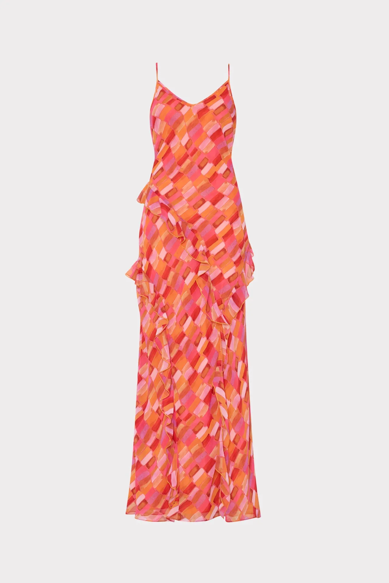 Sunset Tile Ruffle Maxi Dress Calm Tone