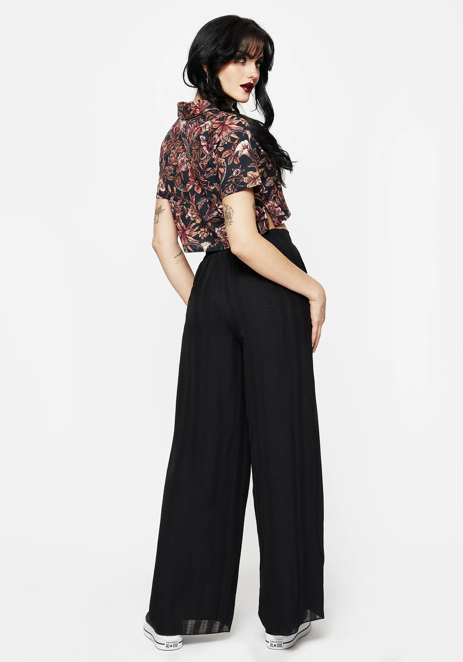 Tabitha Wide Leg Check Trousers Fashion Tones