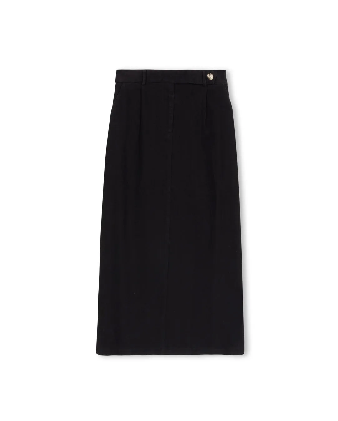 Adjustable Ties Reinforced Pockets Button Waist Detailed Denim Skirt