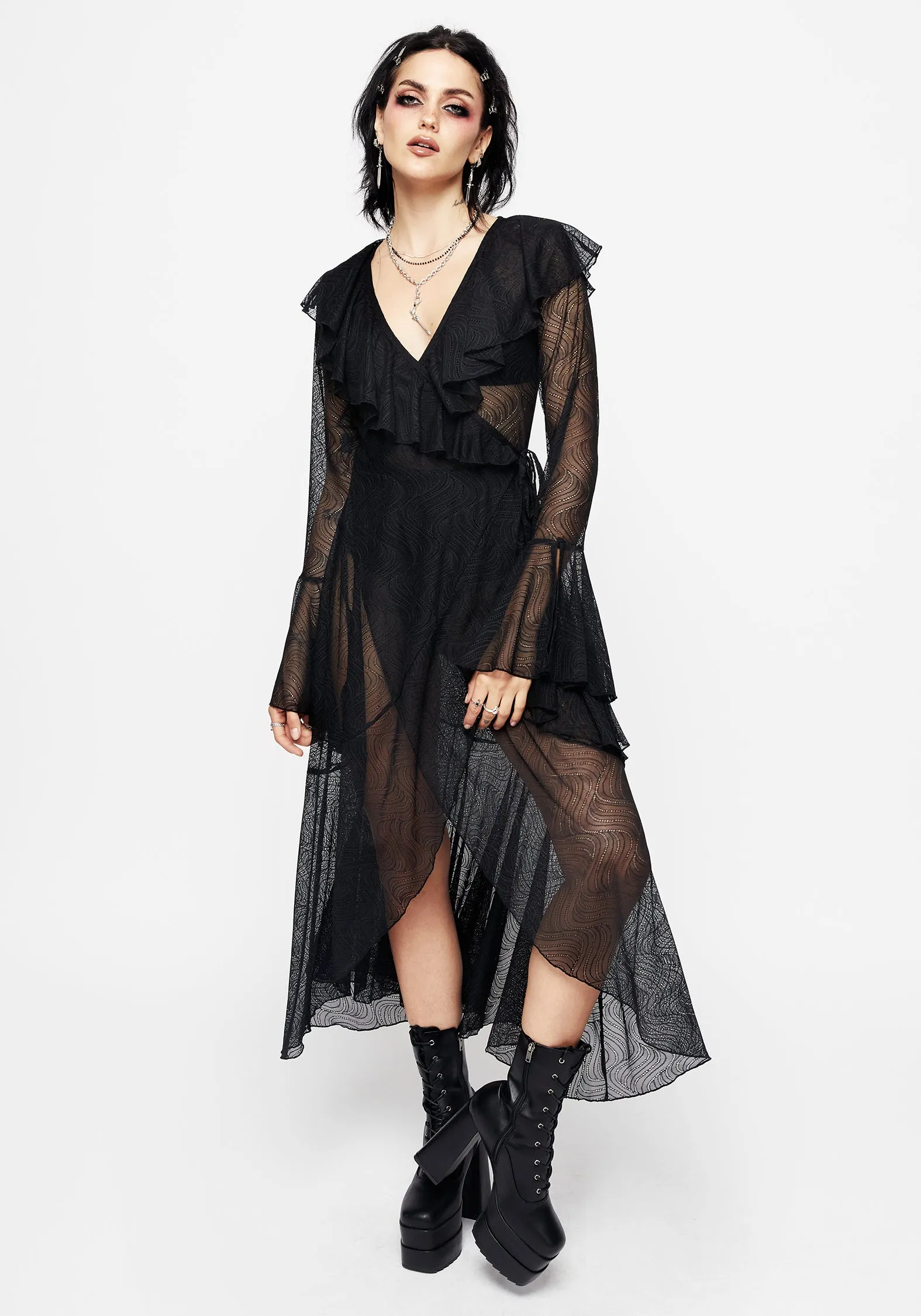 Pyracantha Ruffle Wrap Dress Easy and Effortless