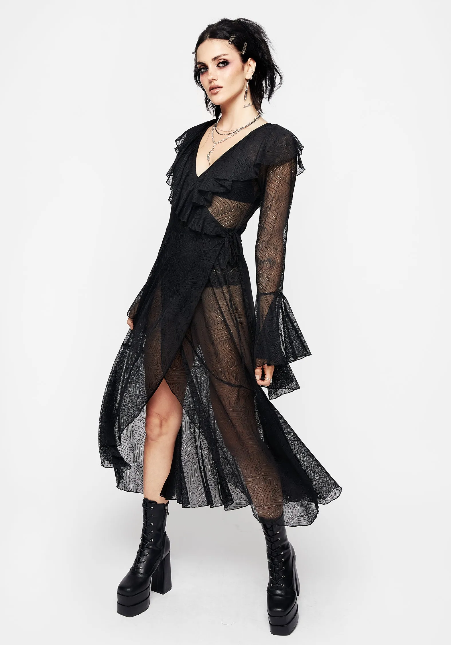 Pyracantha Ruffle Wrap Dress Casual event dress Eco-Lining