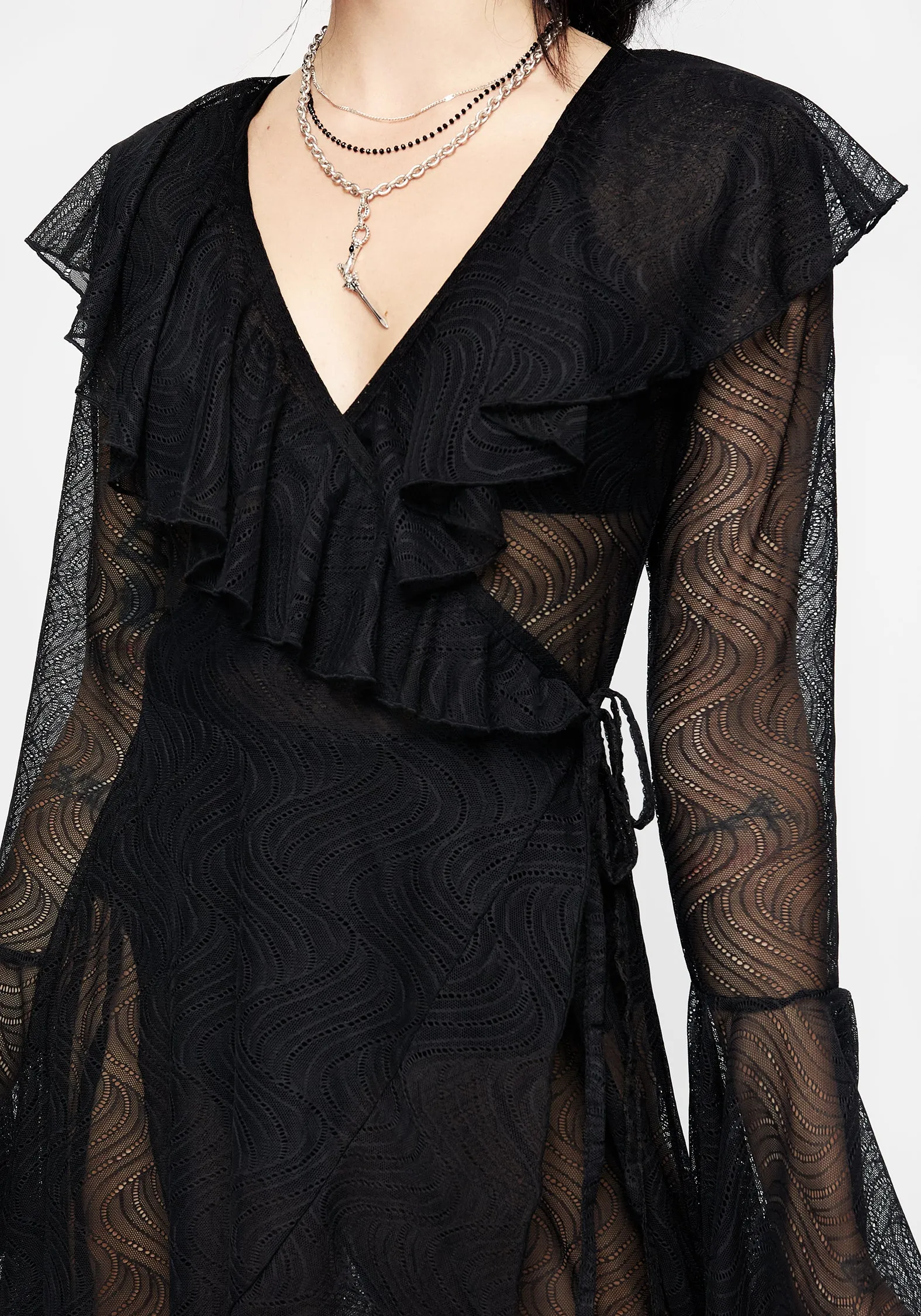 Open Design Trendy Piece Pyracantha Ruffle Wrap Dress