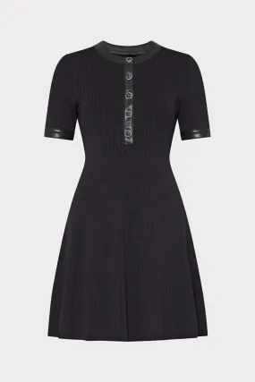 Leather Detail Flare Knit Mini Dress Urban Spirit