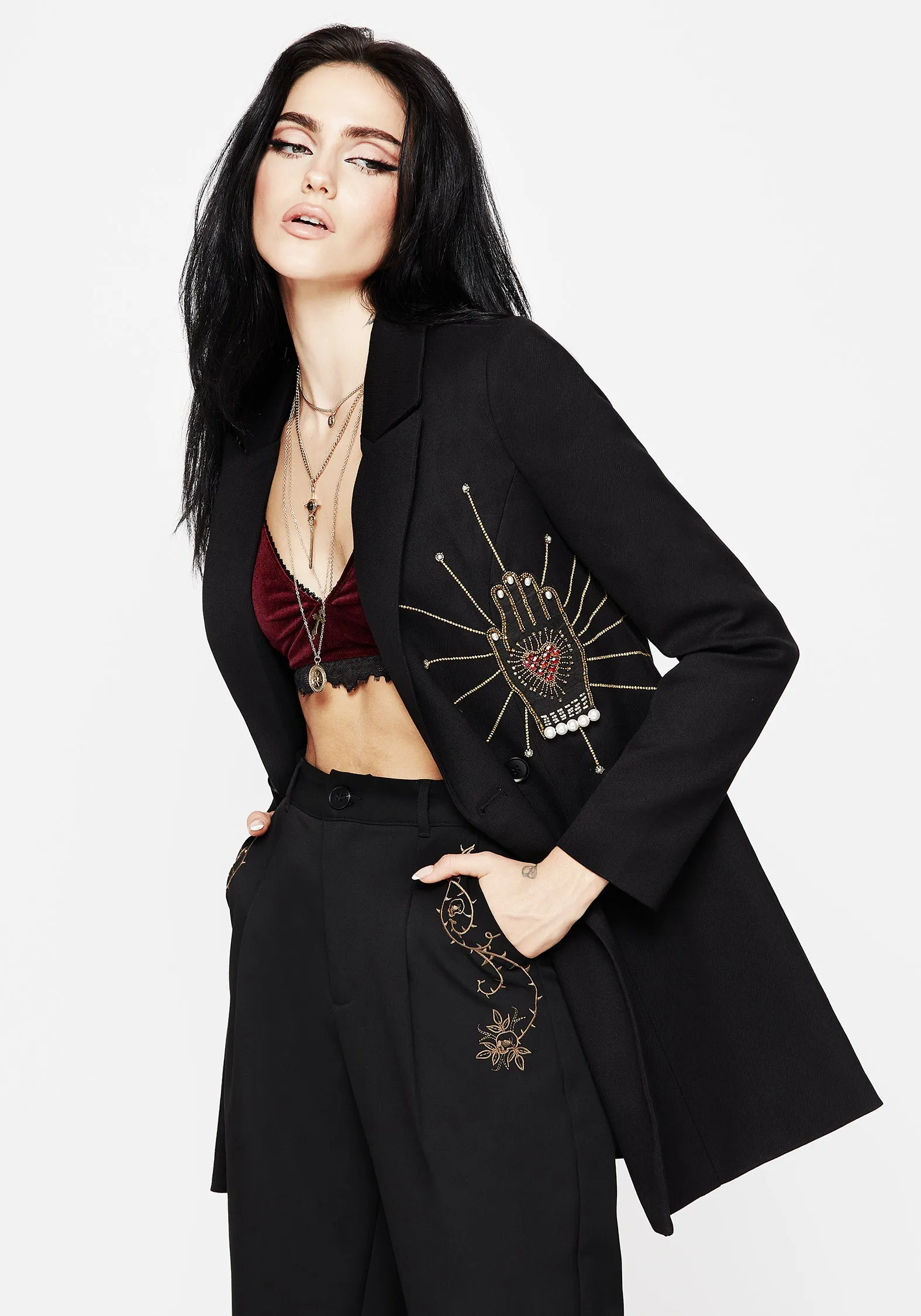 Refined Stitch Ingrid Hand Embroidered Applique Blazer Dress