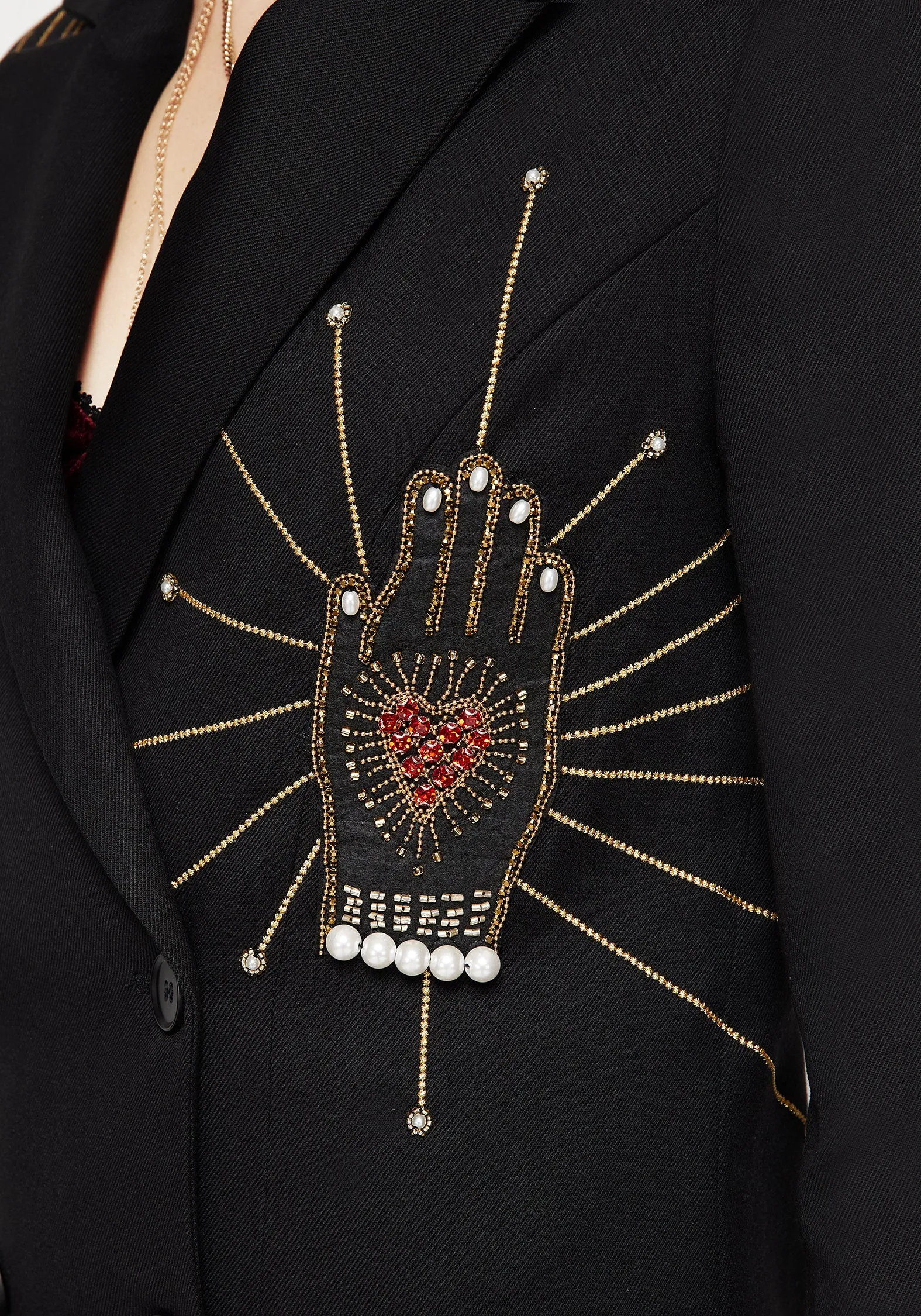 relaxed elegance Ingrid Hand Embroidered Applique Blazer Dress