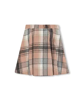 Gilt Wool Side Pleated Plaid Skirt Neutral Wear Outfit Flow