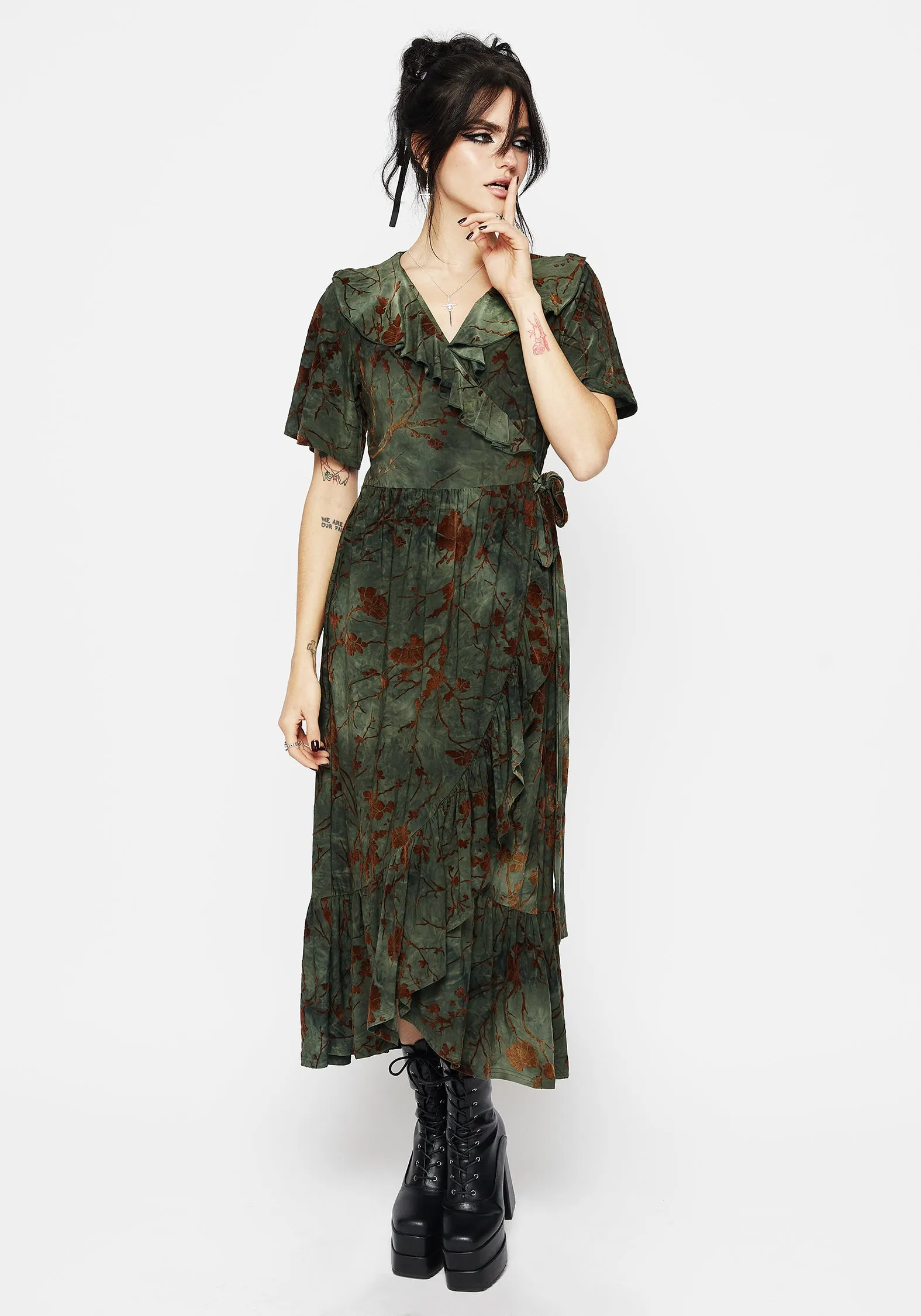 Witchfire Ruffle Midaxi Wrap Dress Tall Girl