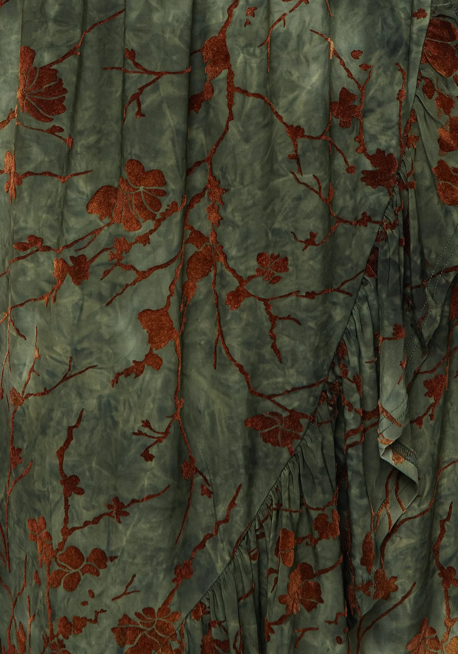 Cozy Mood Edgy Look Witchfire Ruffle Midaxi Wrap Dress