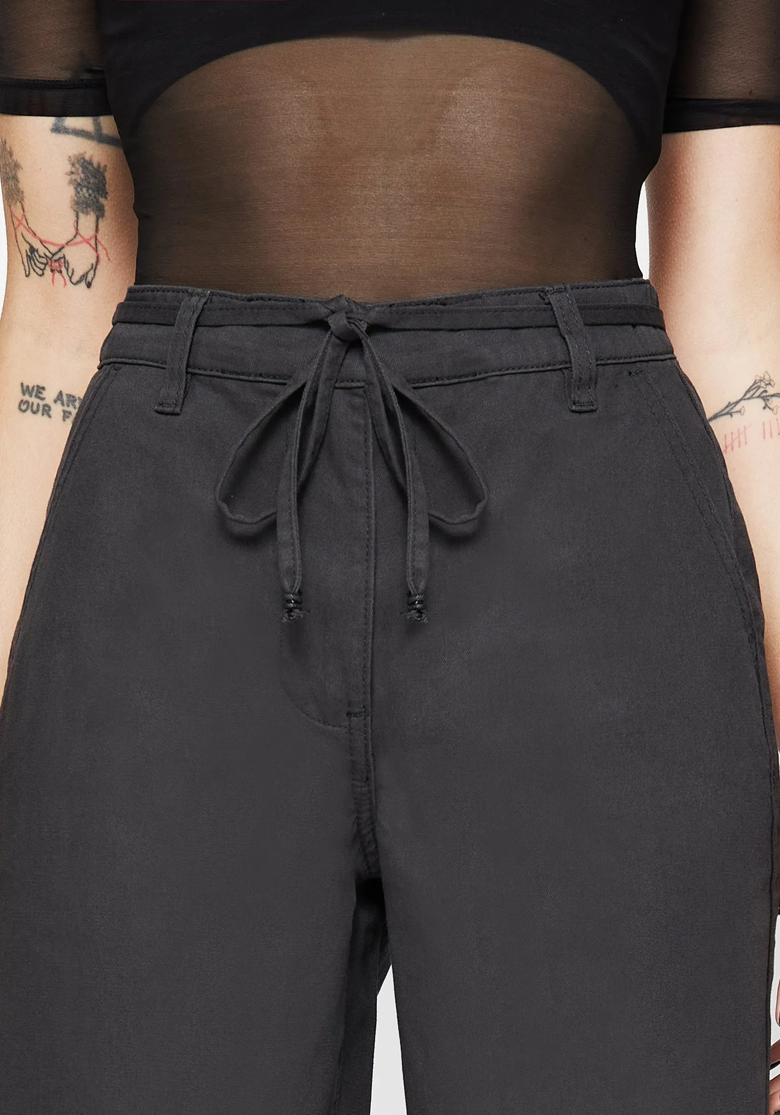 Built In Shorts Octavia Tie Waist Snake Trim Wide Leg Trouser