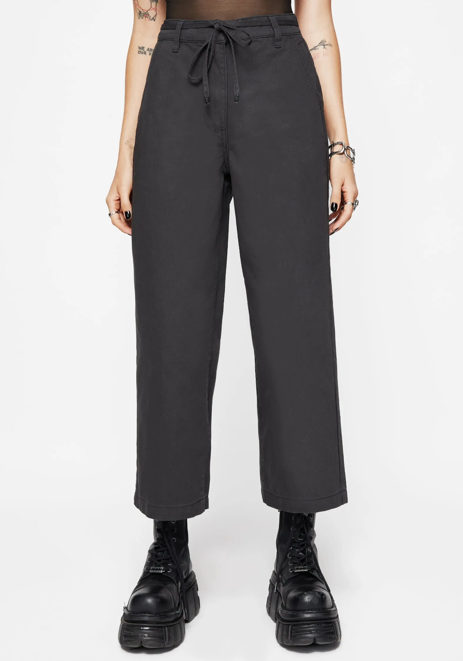 Evening Outing Octavia Tie Waist Snake Trim Wide Leg Trouser