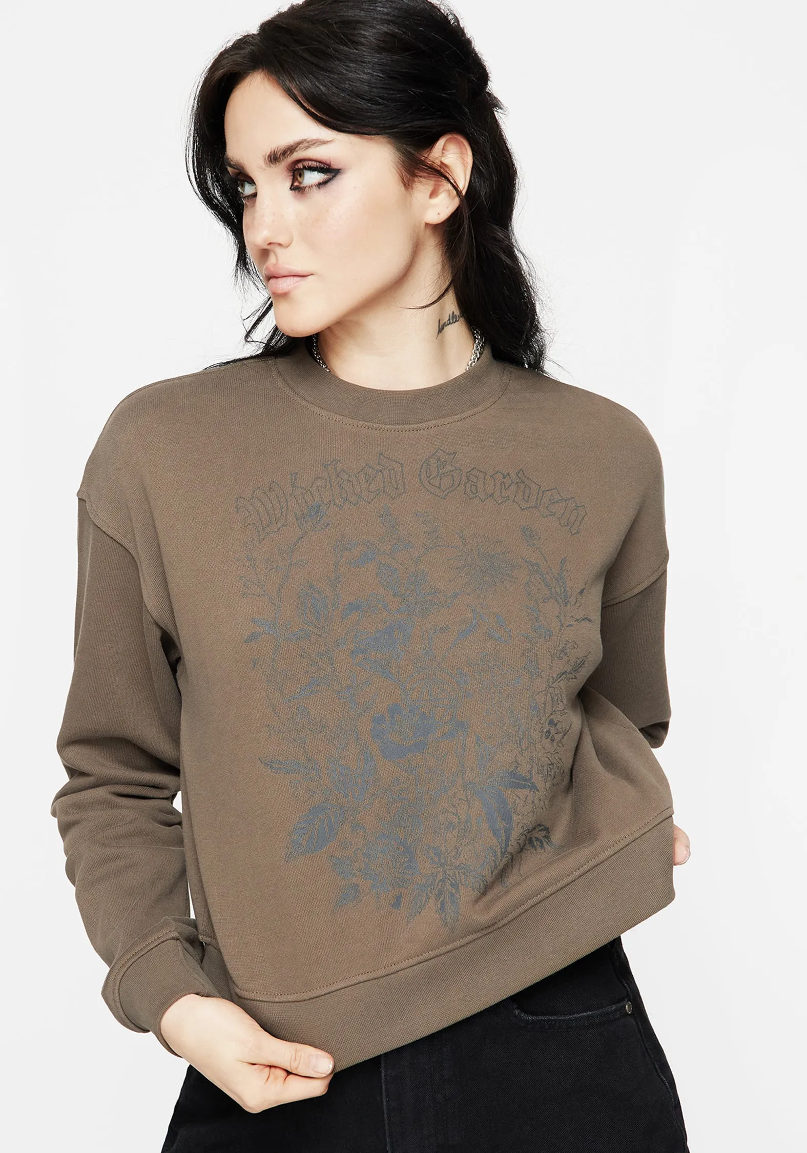 Soft Touch Feel Simple Pullover Galerina Graphic Print Cotton Sweatshirt