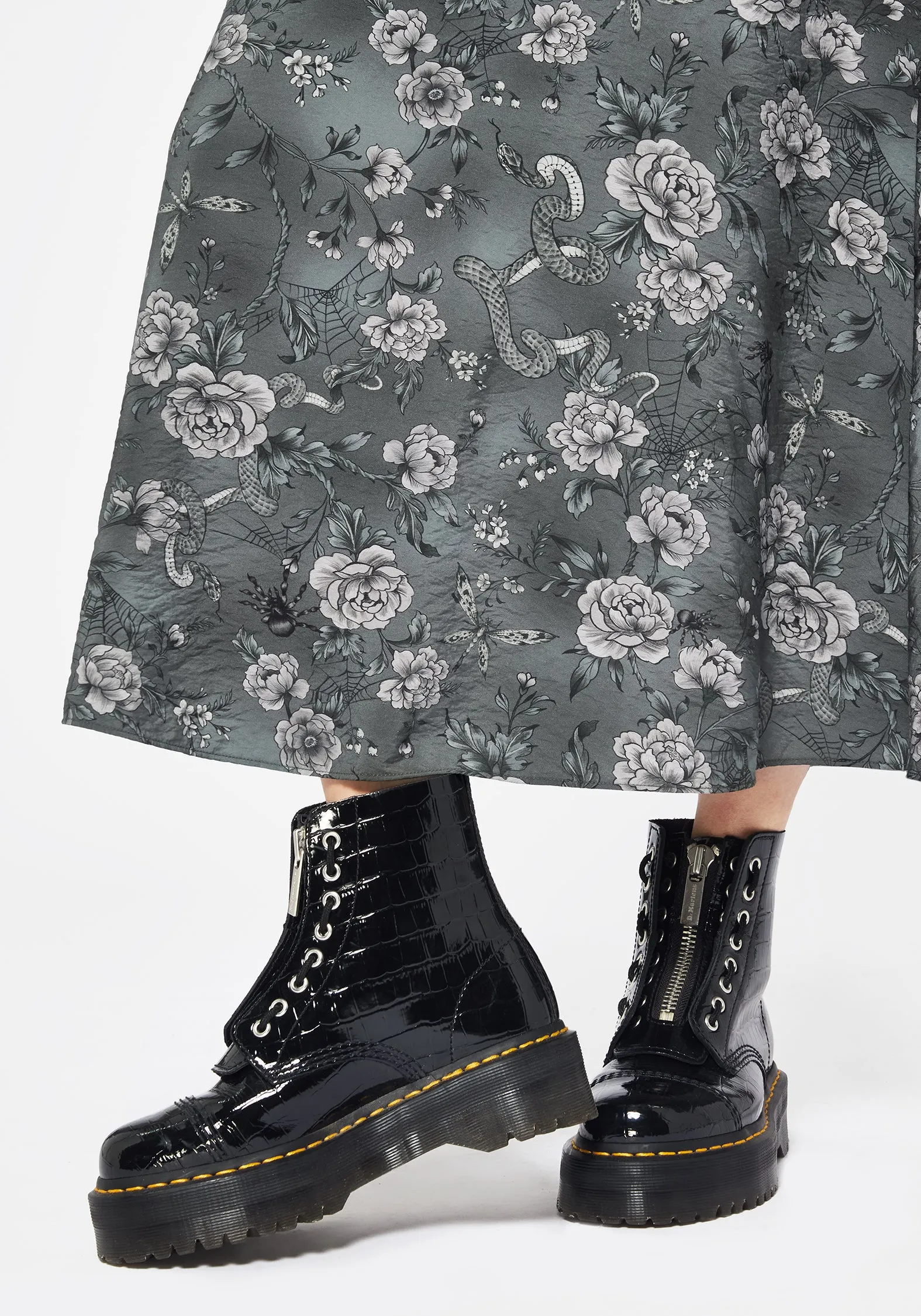 Meadow Floral Serpent Print Midaxi Skirt Fashion Forward