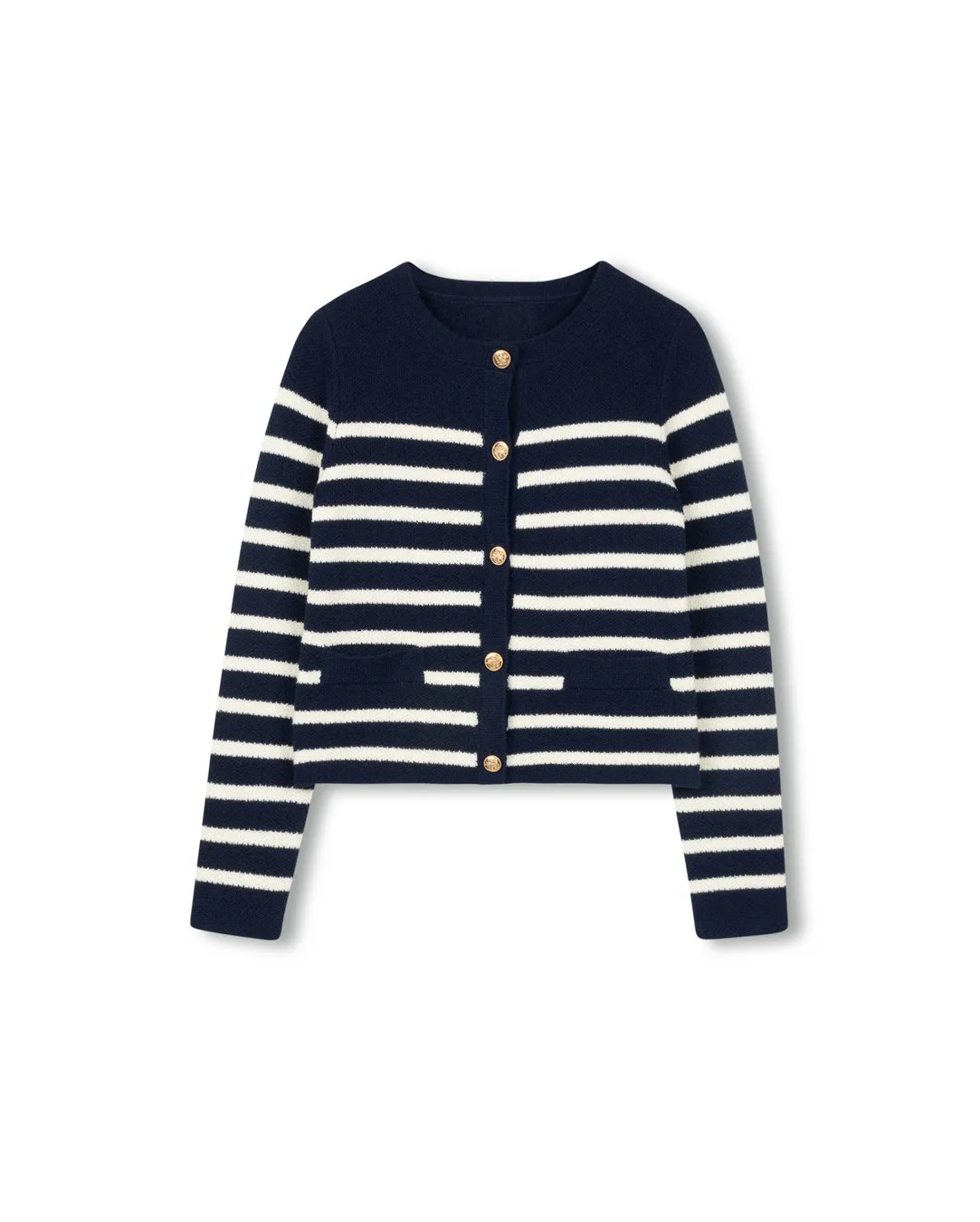 Knit Boucle Stripe Cardigan Knit Apparel