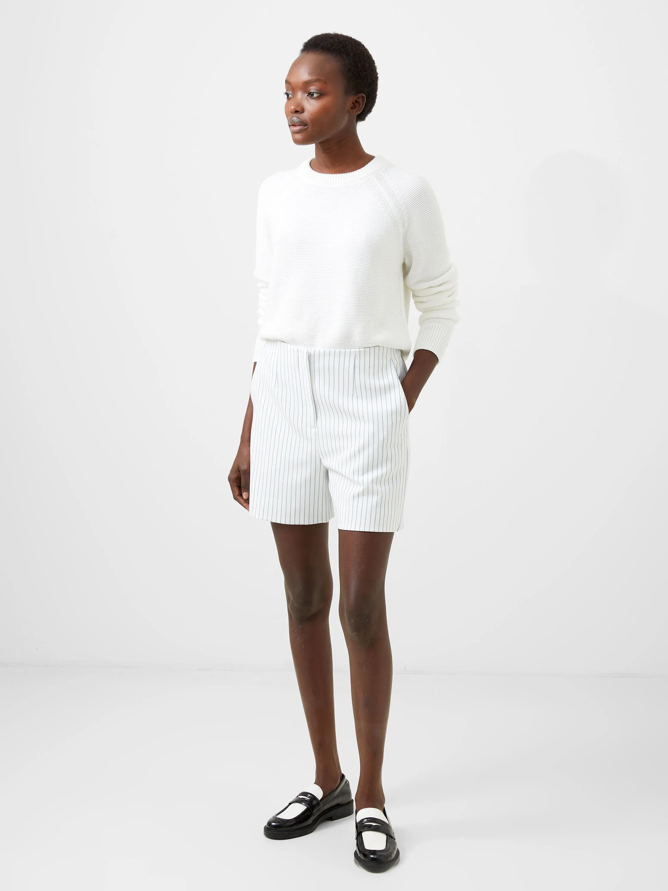 Casual Feel Tapered Cut Whisper Pinstripe Shorts