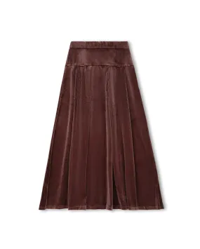 Exclusive Drop Adjustable Fit Velour Drop Waist Pleat Skirt