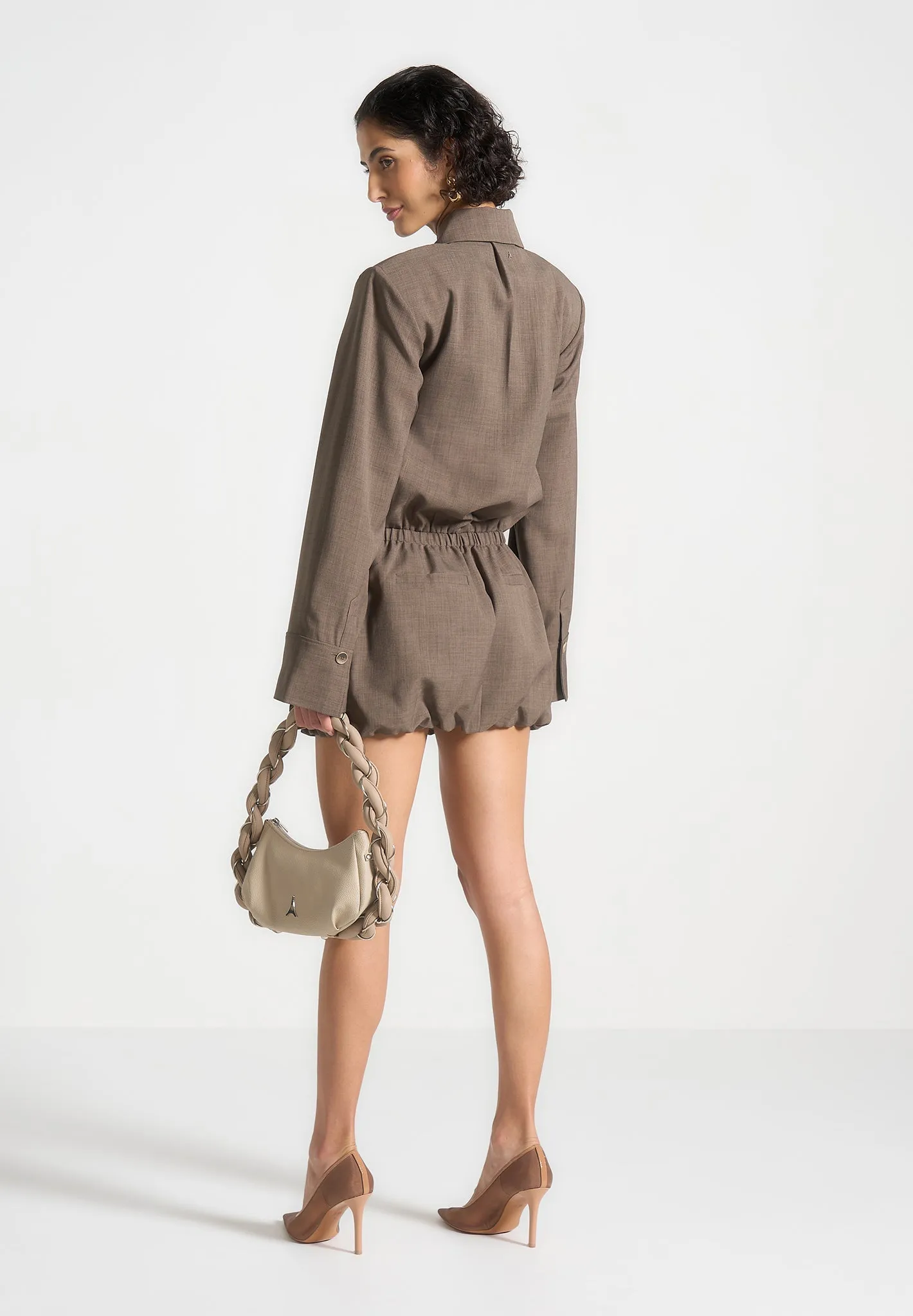 Comfy Layers Laure - Cargo Shirt Mini Dress - Dark Taupe