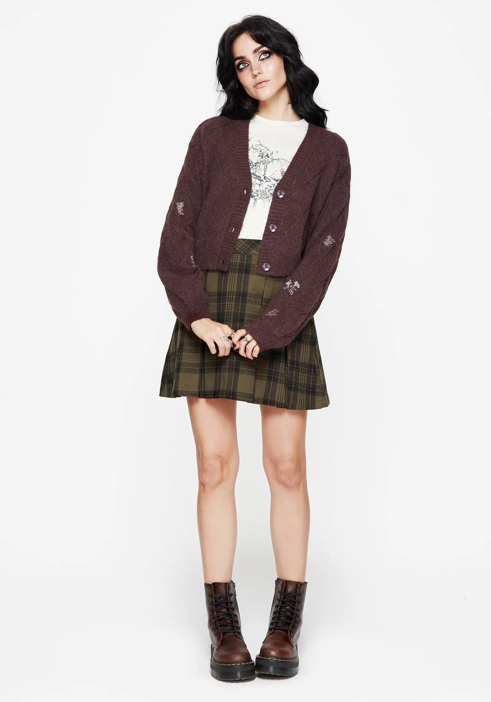 Work Day Non Irritating Edging Maya Tile Embroidered Knit Cardigan