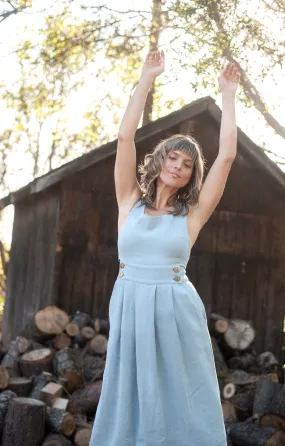 Brigid Jumper in BB Blue Texture Cotton Comfortable and Fashionable WideCollarDesign