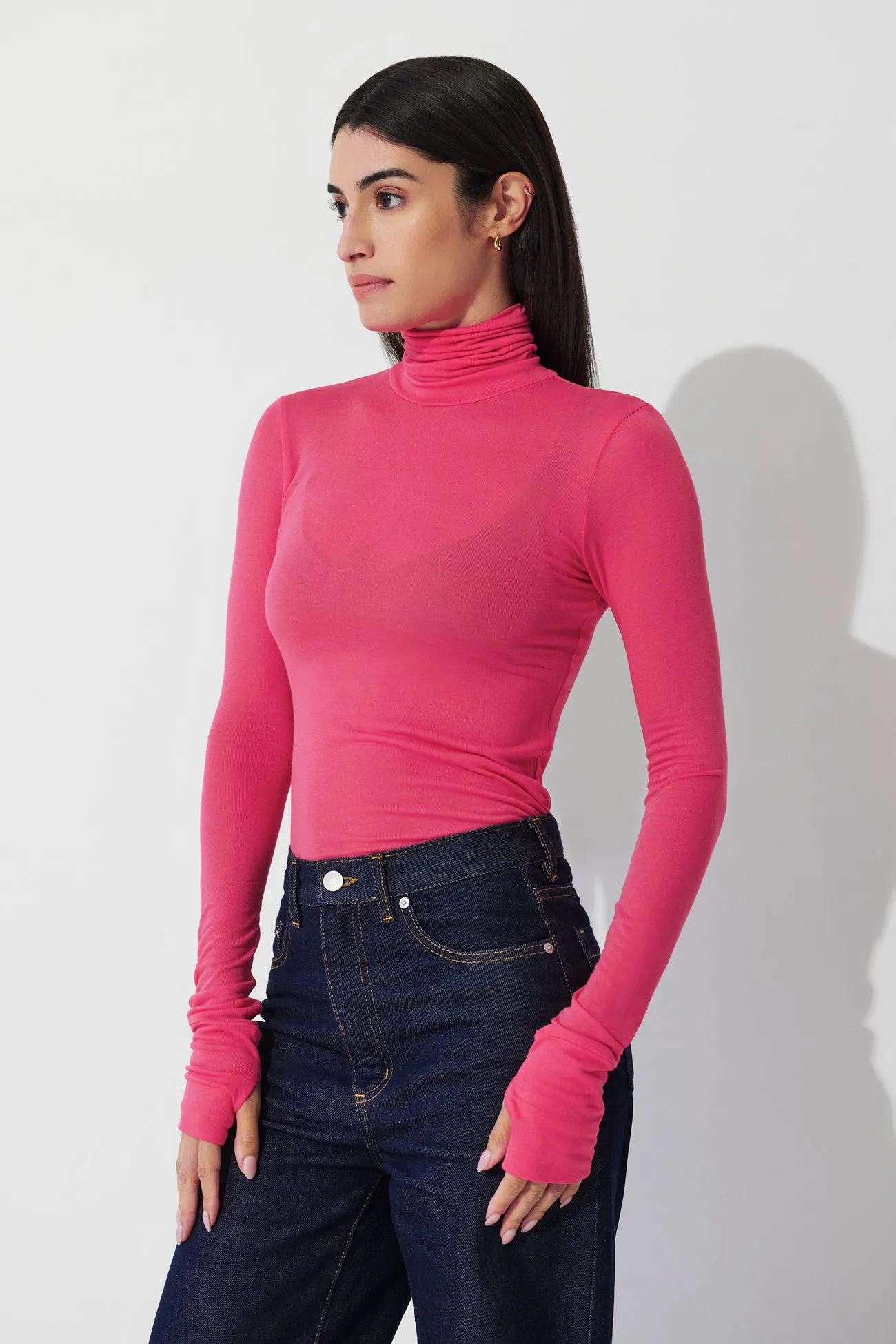 Wrinkle Resistant Textile Eloise Sheer Turtleneck