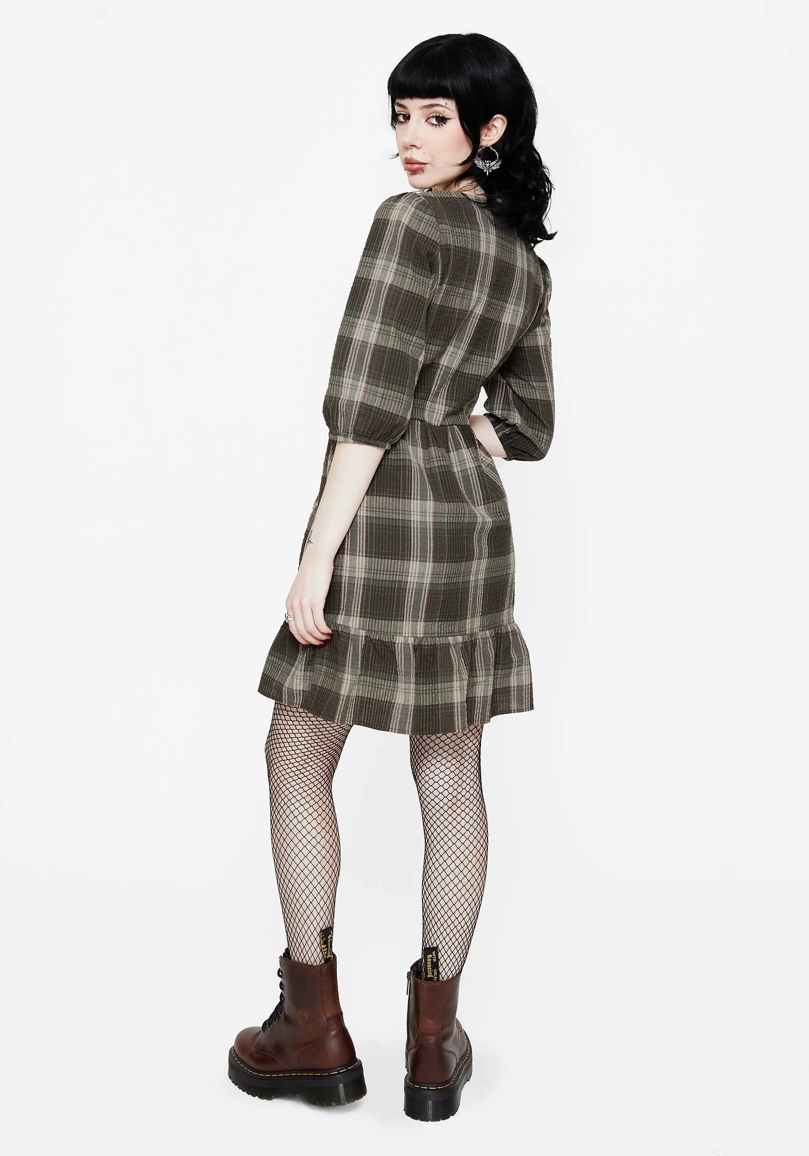 Clara Cotton Check Tiered Mini Smock Dress Travel Edge