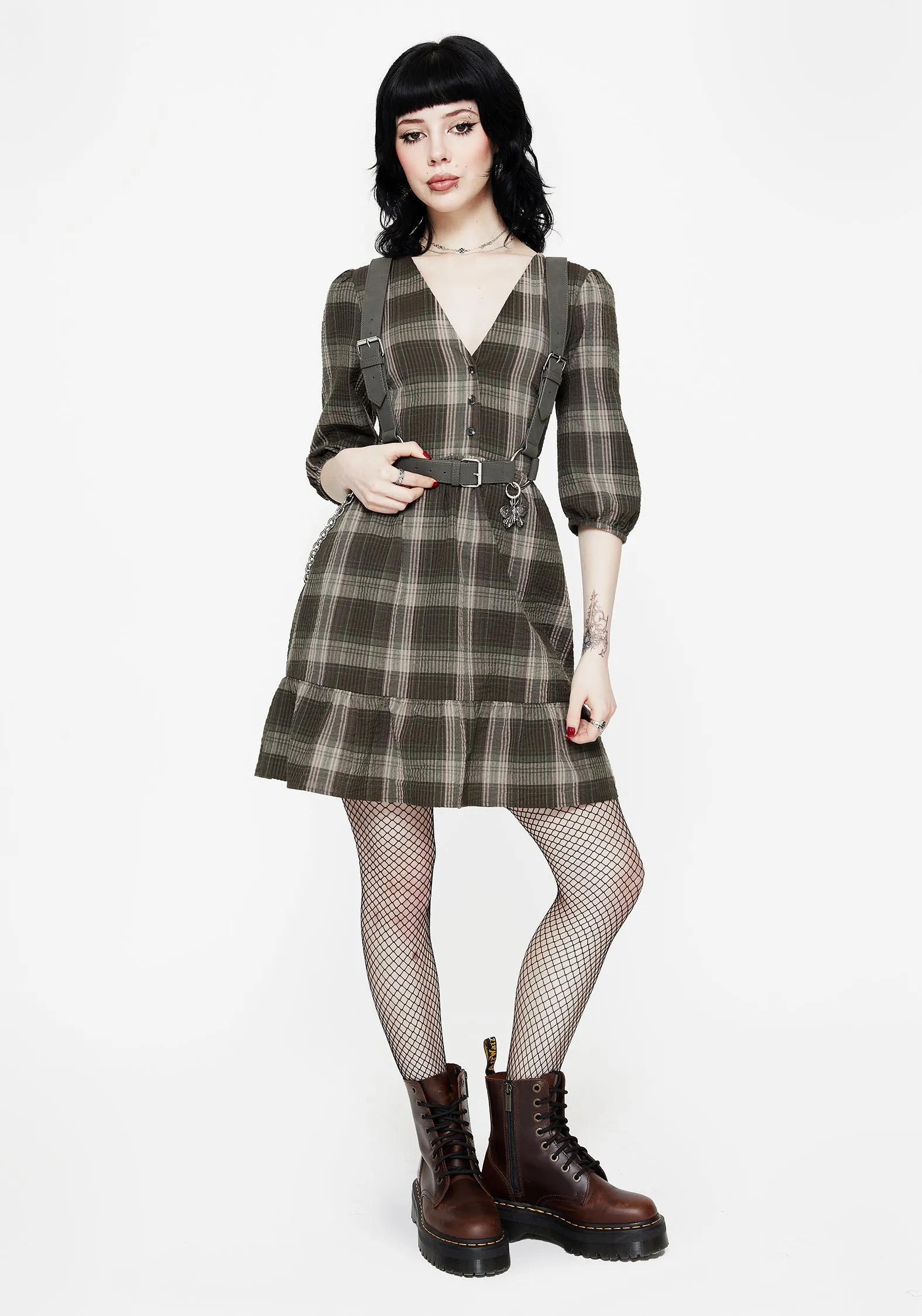Clara Cotton Check Tiered Mini Smock Dress Fresh Aesthetic