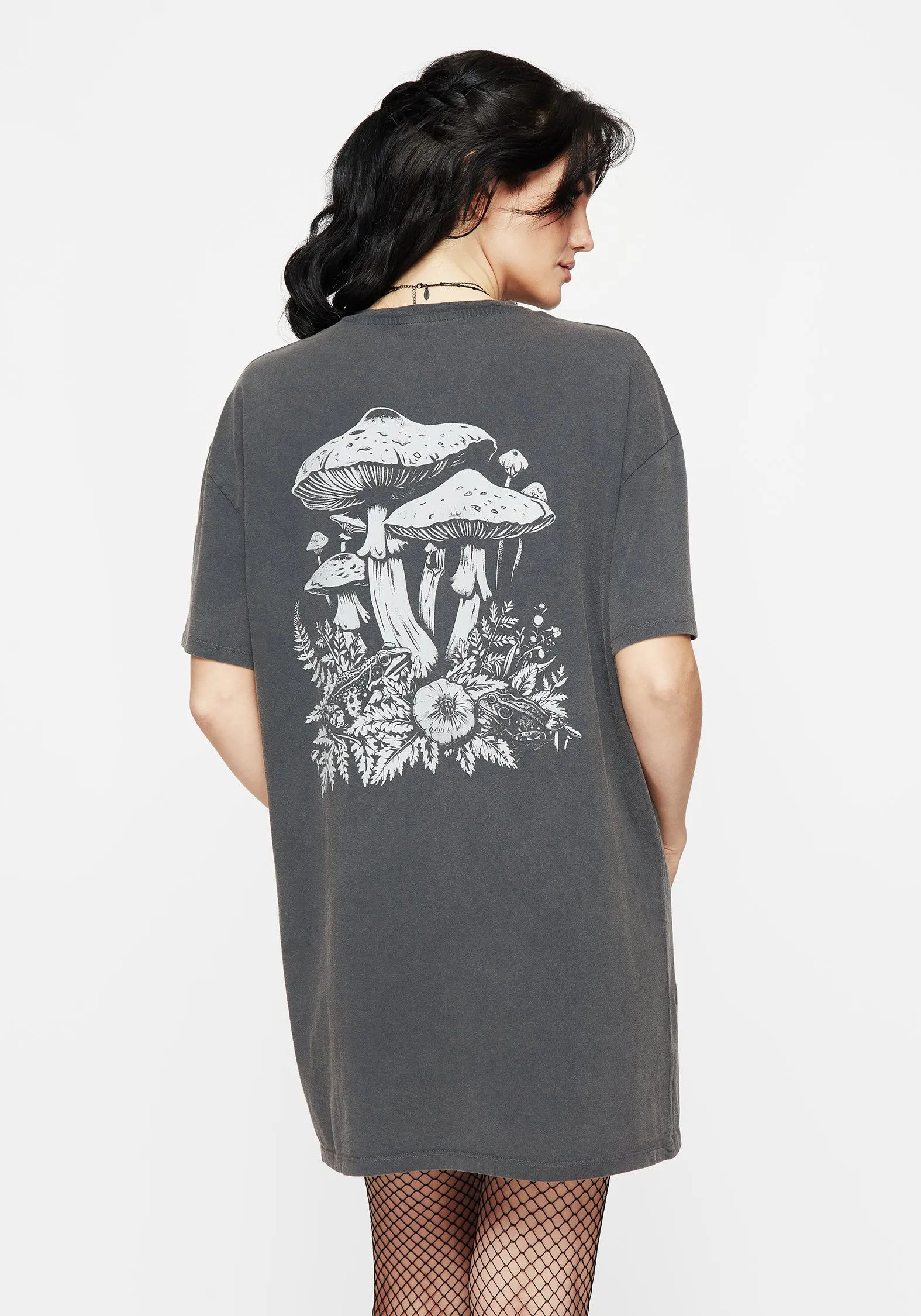 Pressure Cotton Mushroom Print Tee Dress Fashionable Tank Layered Ply Construction
