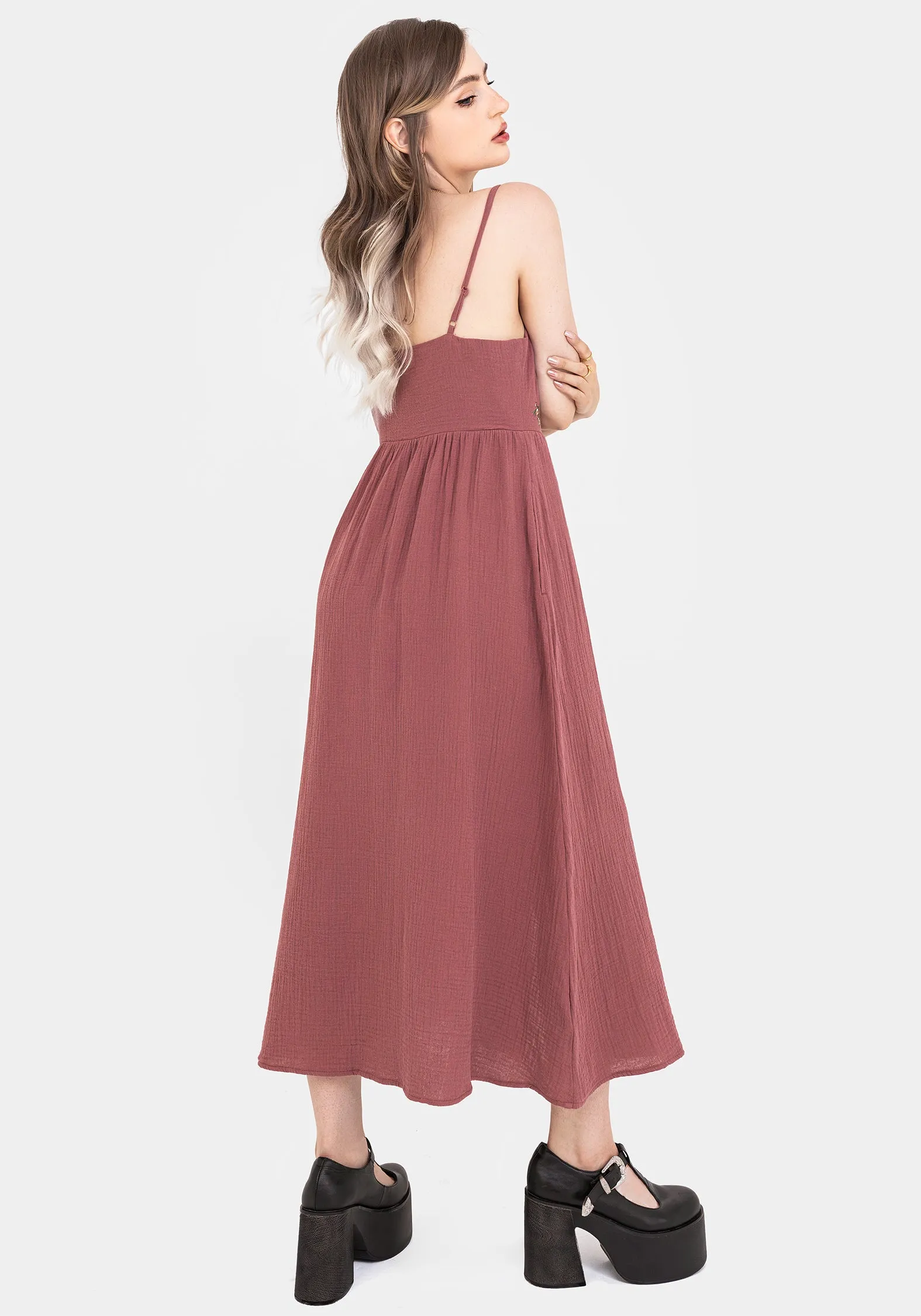 Abundance Cotton Floral Embroidered Bodice Cami Midaxi Dress Special-Occasion