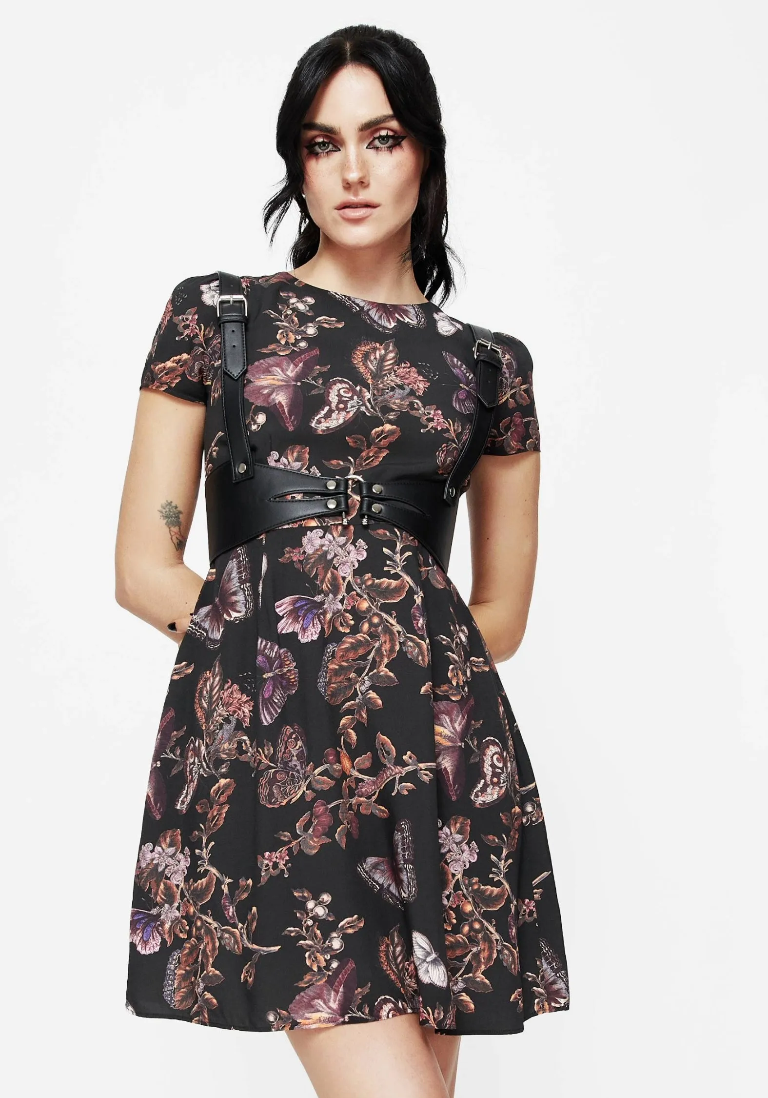 Fall Go Eloise Floral Butterfly Print Mini Dress