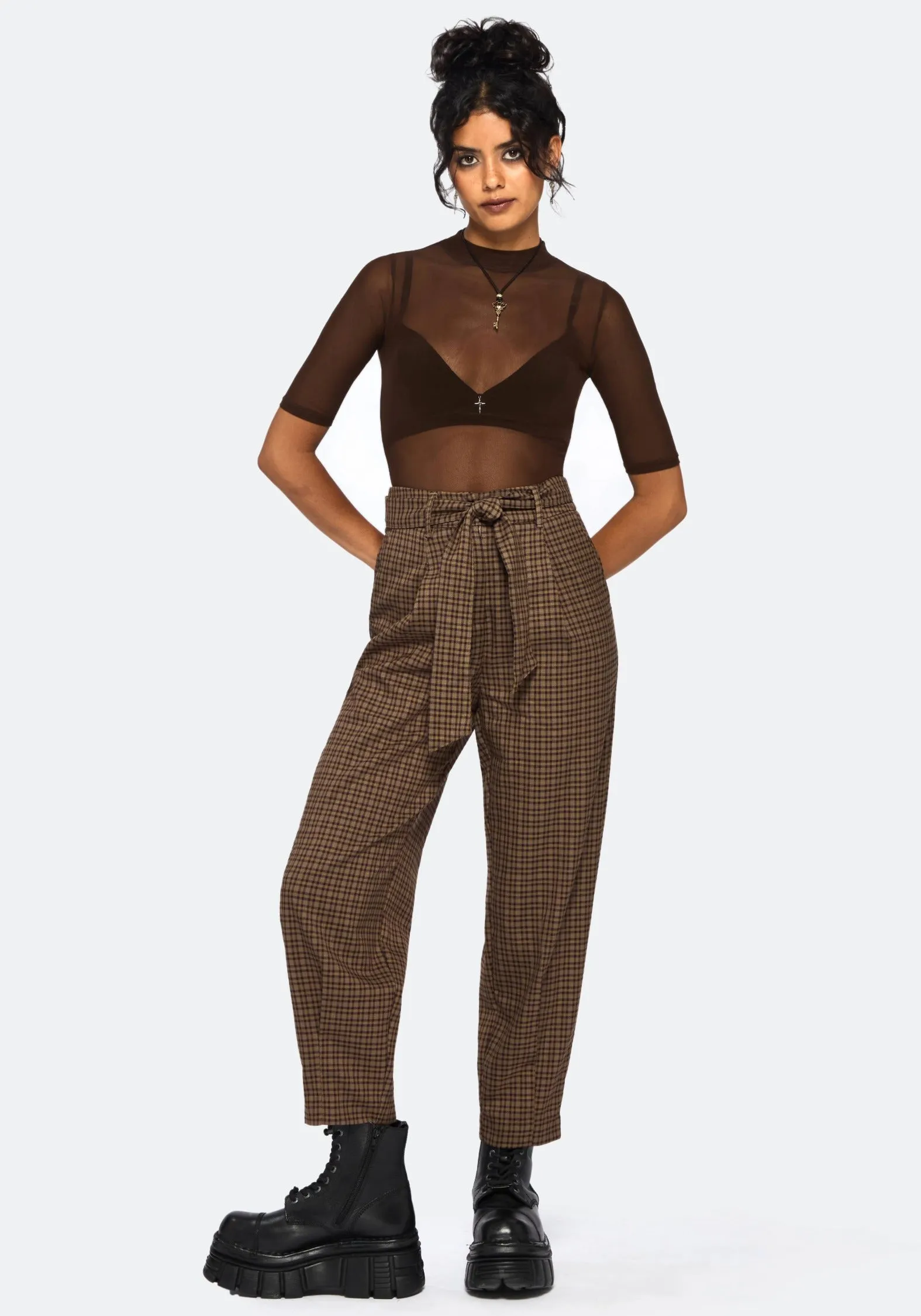 SweatWicking Fabric Jinx Mesh Short Sleeve Top - Brown