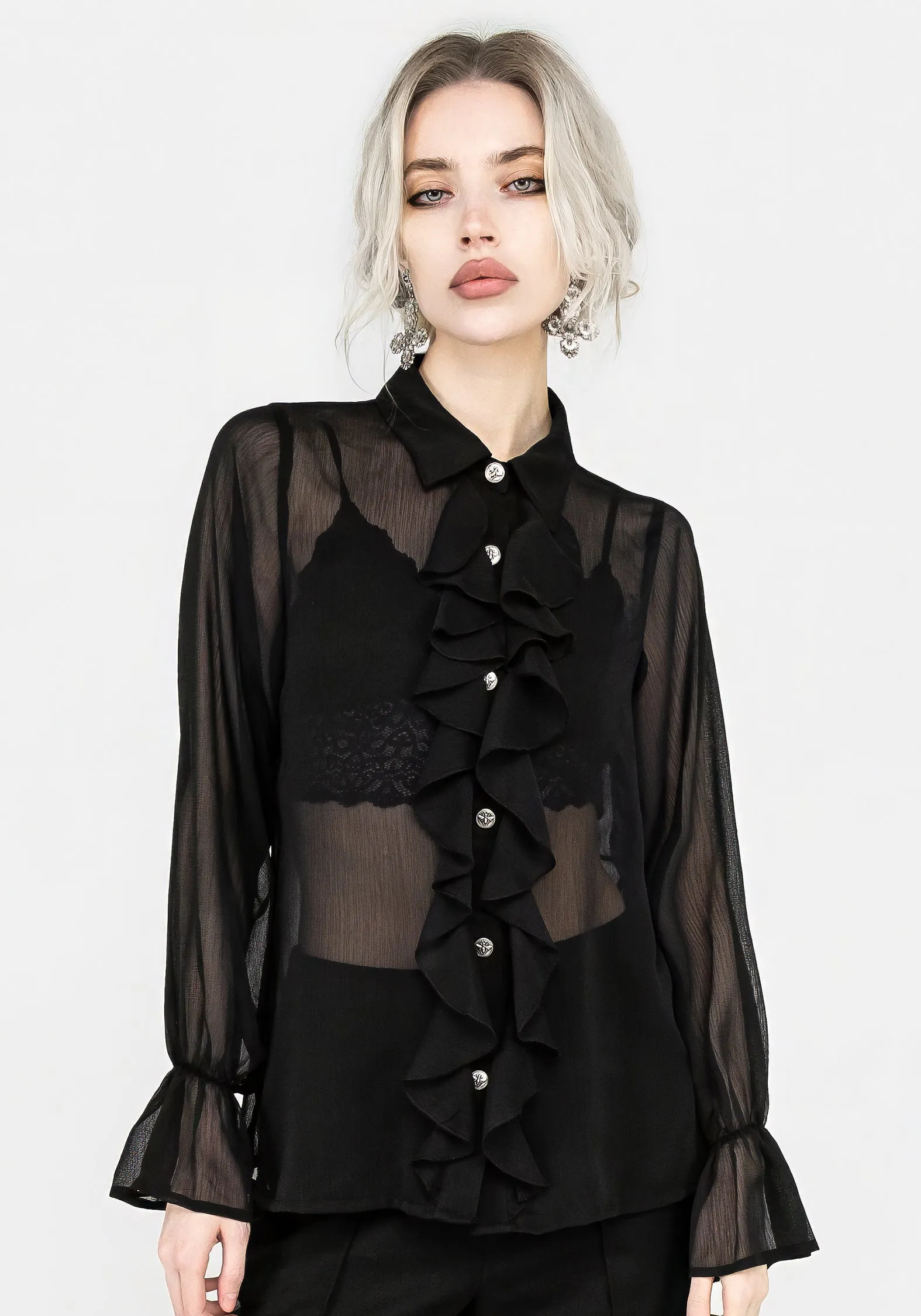 Dressy look Shelly Sheer Ruffle Shirt