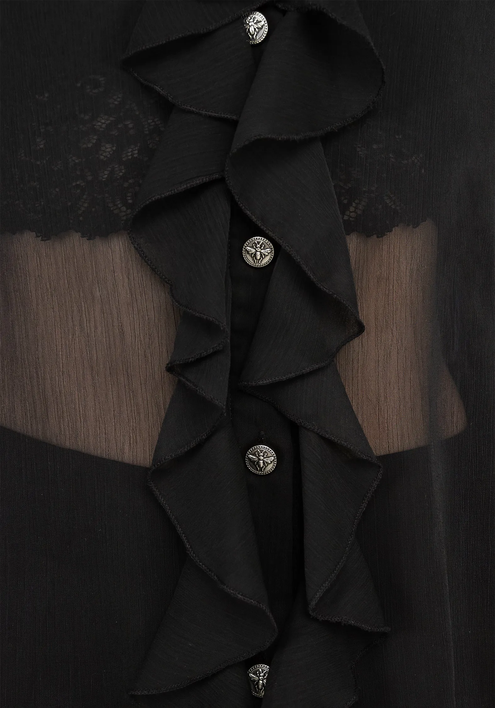 Reflective Trims Shelly Sheer Ruffle Shirt