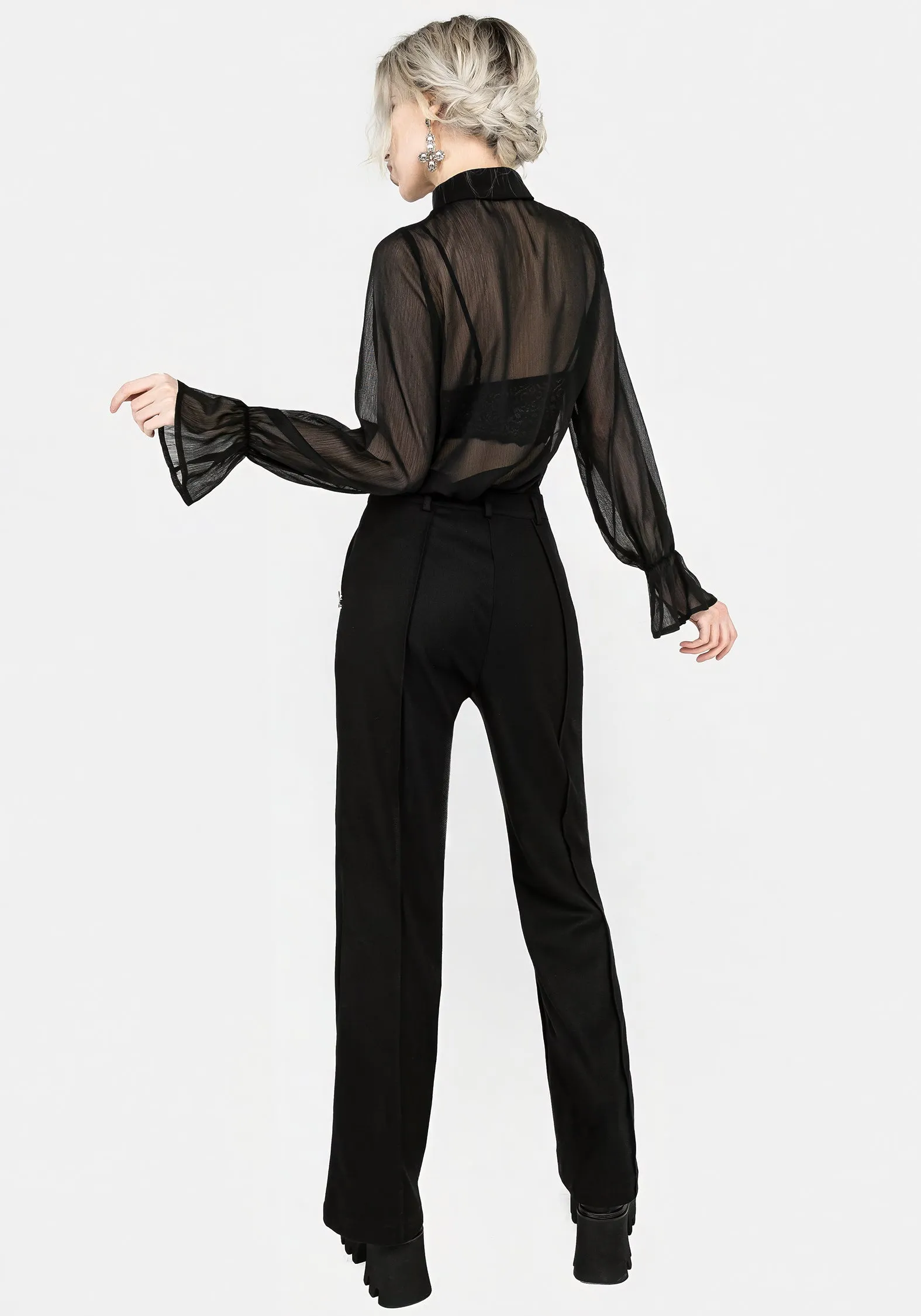Shelly Sheer Ruffle Shirt Minimalist Detailing Everyday Look