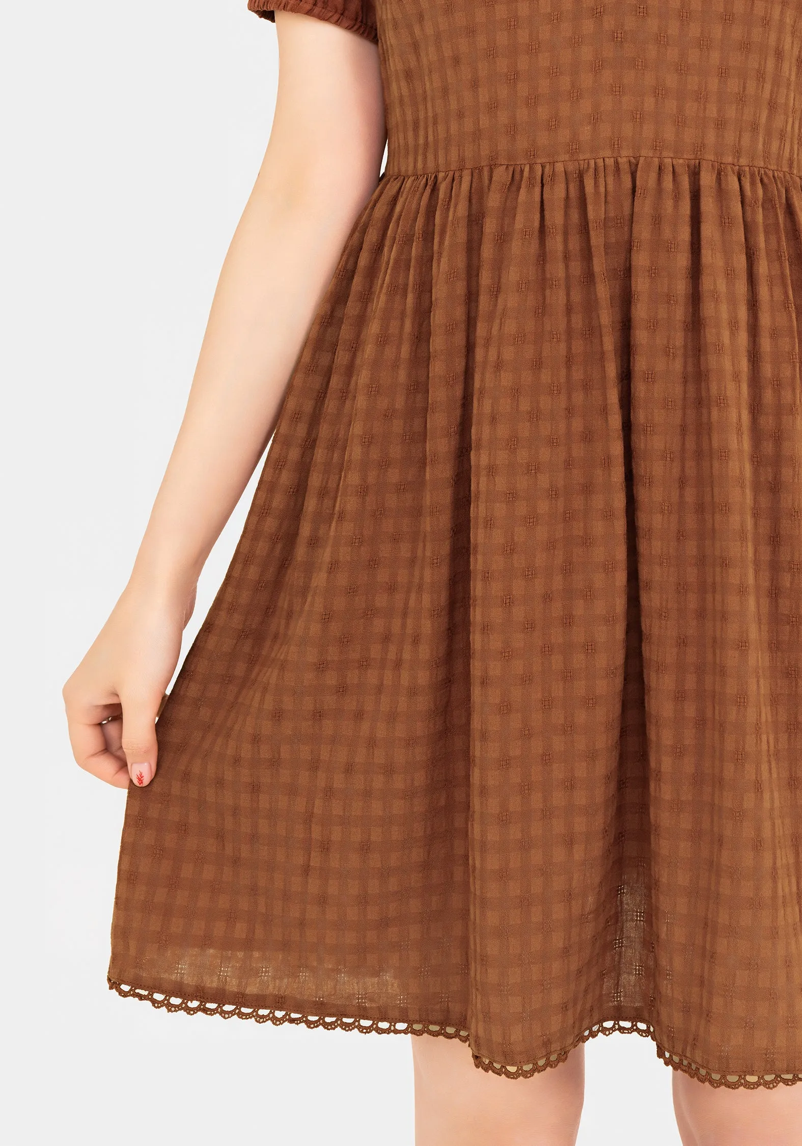 Basic Cool Soleil Cotton-Blend Check Mini Dress