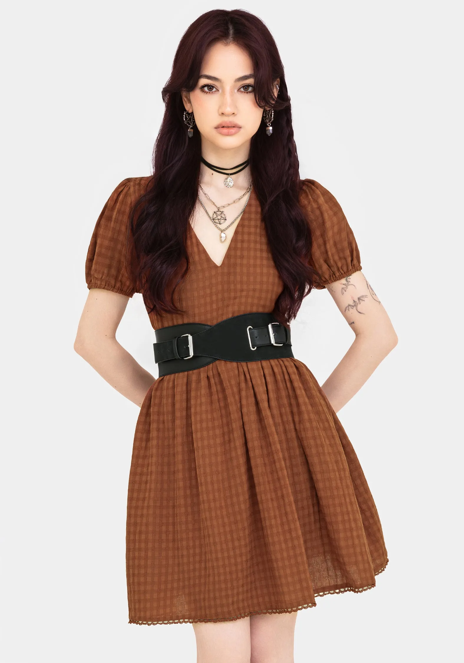 Soleil Cotton-Blend Check Mini Dress Seasonal Layer