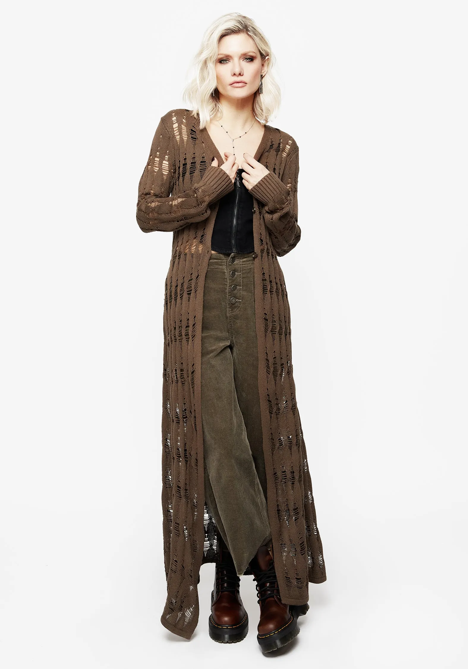 Sophia Cable Twist Knit Cardigan Cool Layer Simple Piece