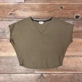 Effortless Comfort Wear Dolman Top in Olive Raw Silk